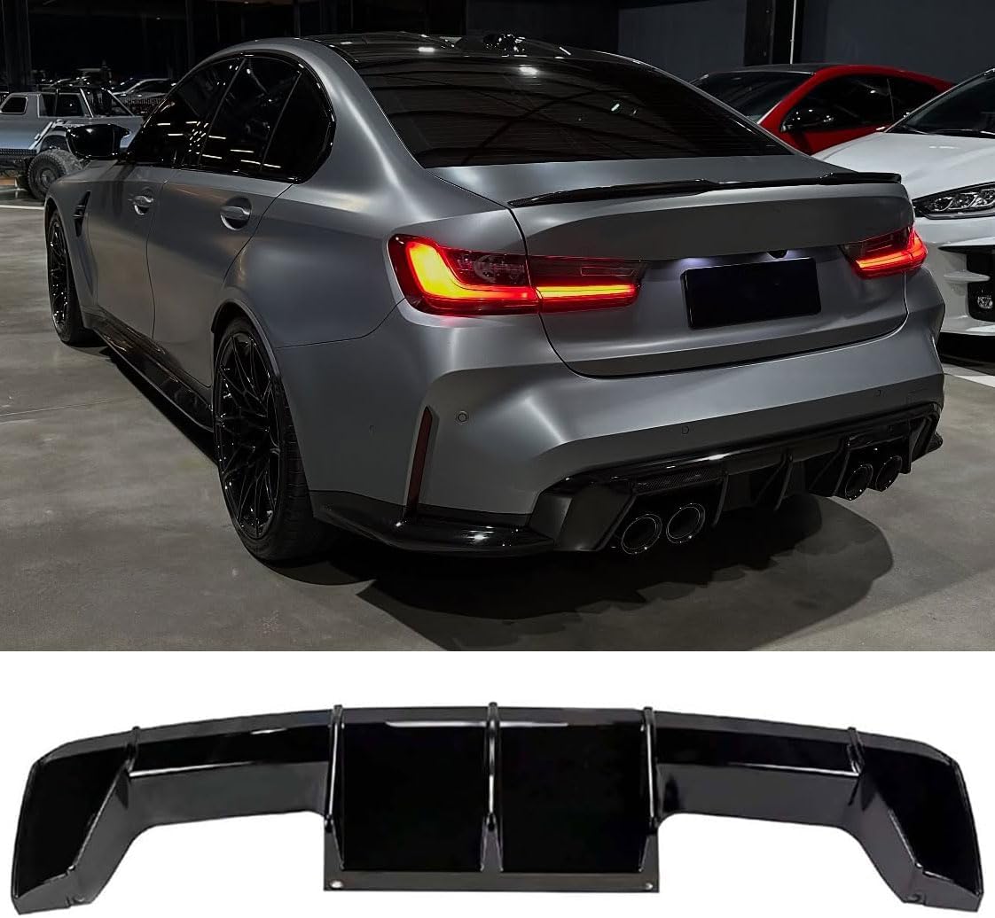 Rear Bumper Diffuser Lip Splitter for 2021-2026 BMW G80 M3 G82 M4 (Gloss Black)