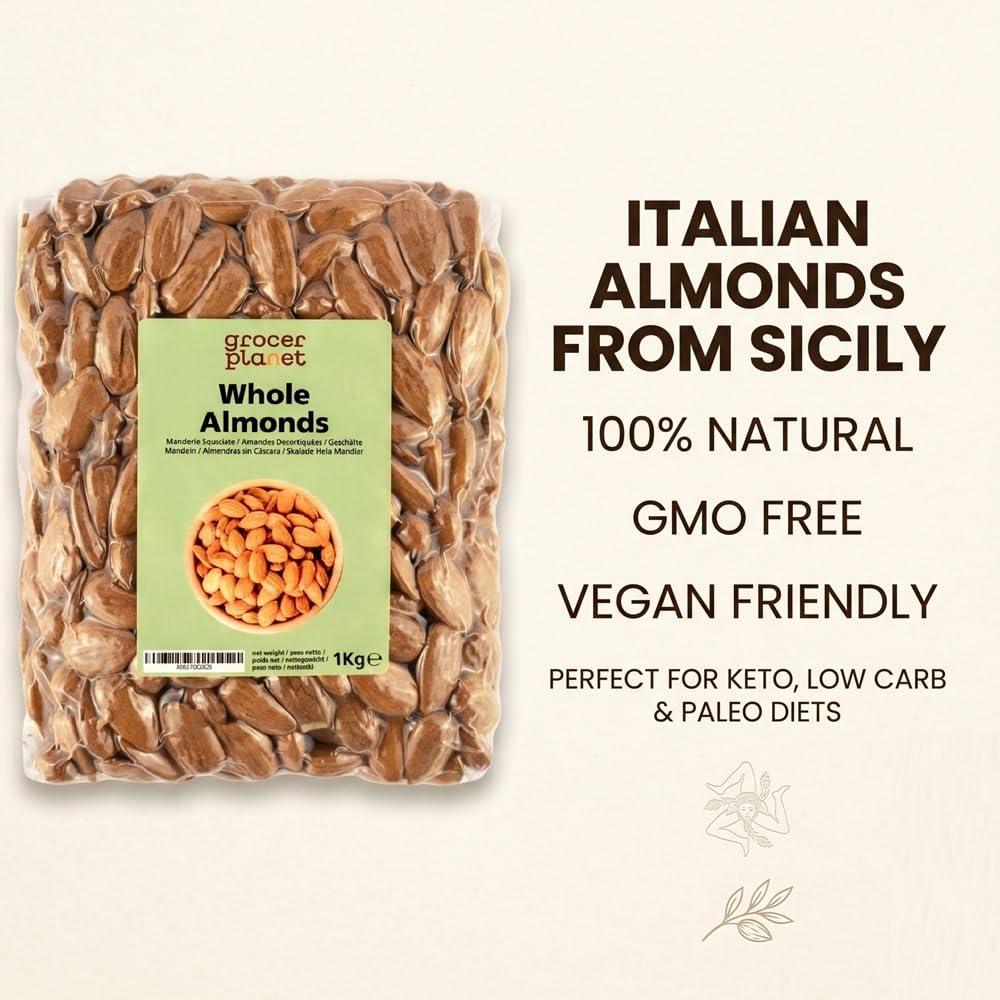 Grocer Planet - Mandorle Sgusciate Naturali (1Kg) | Origine Sicilia