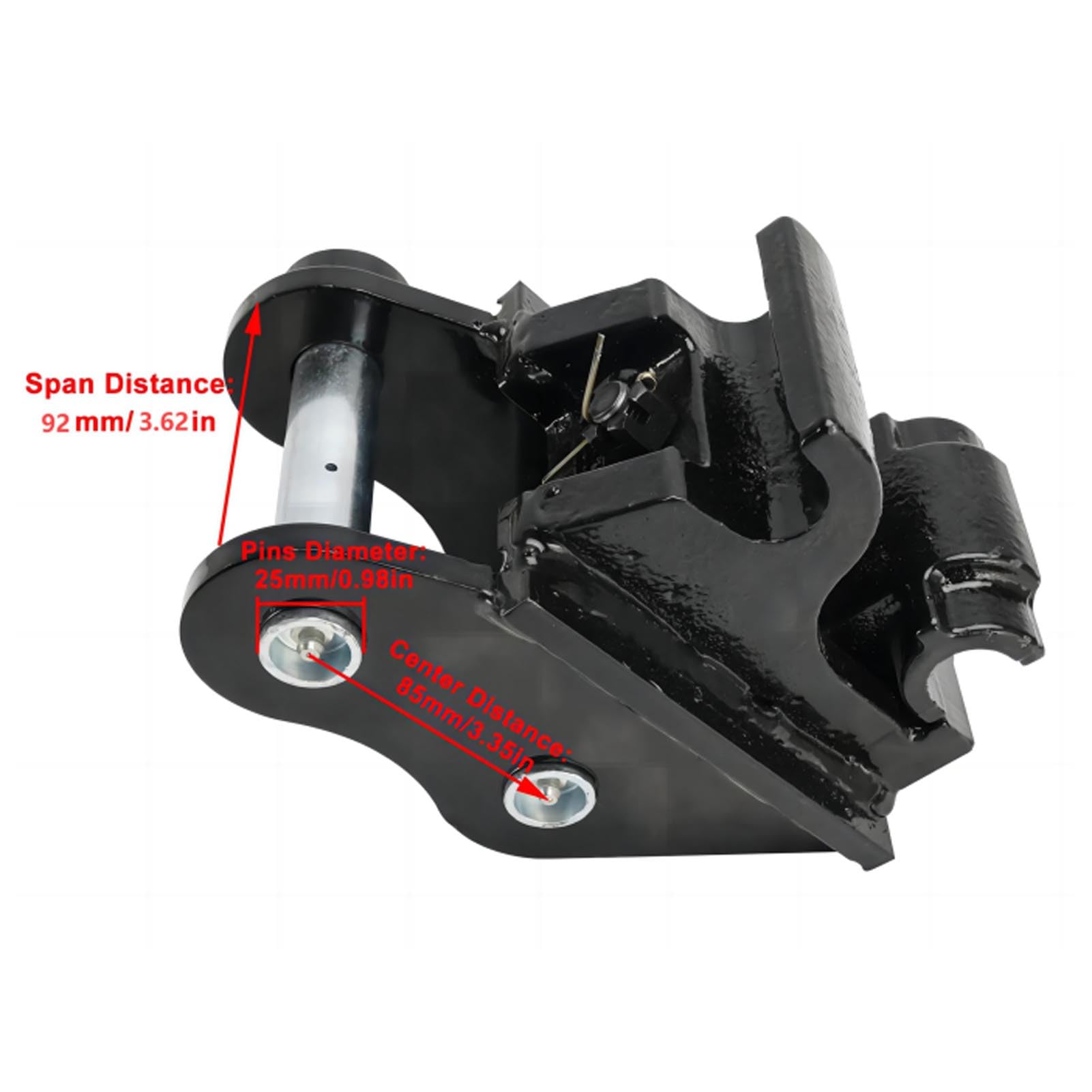 ASHATA Mechanische Schnellwechselkupplung, Mini Bagger Schnellkoppler Adapter 0-3 Tonnen 92mm Spannweite 85mm Mittelradstand 25mm Stiftdurchmesser
