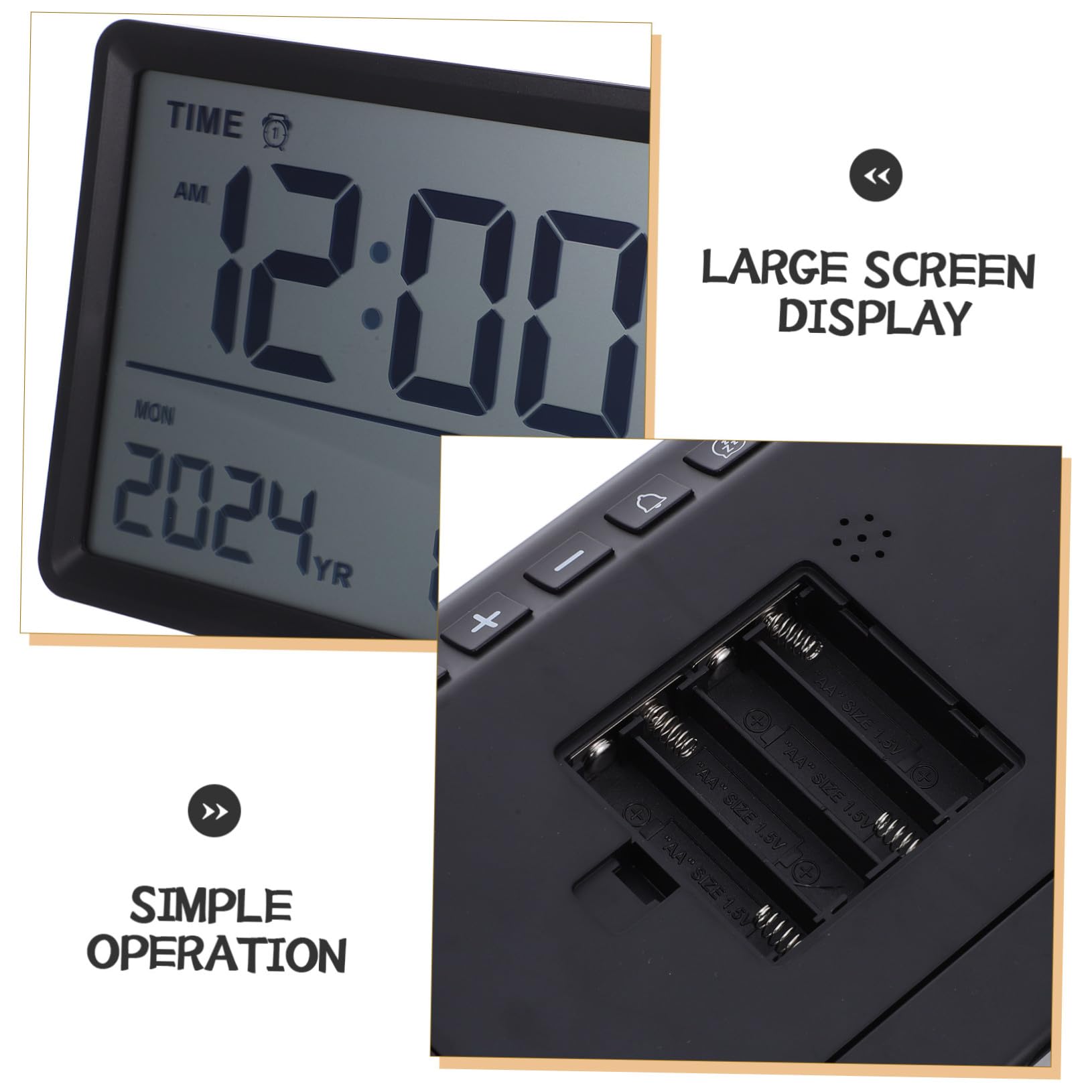 DOITOOL Reloj Digital de Pared Grande LCD con Alarma Termohigrómetro Integrado de Temperatura y Humedad Pantalla Múltiple para Escritorio y Pared Multifuncional para Hogar y Oficina