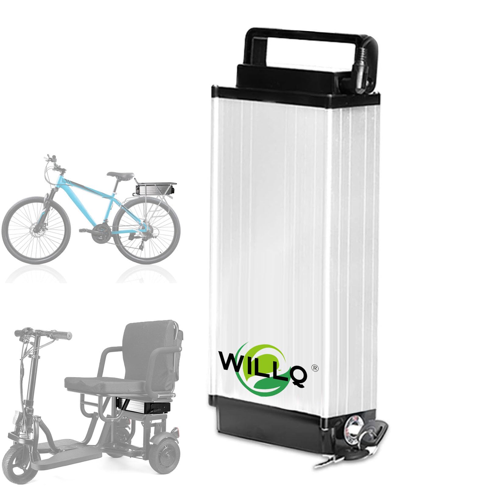Akumulator litowo-jonowy 36V 8Ah 10Ah 12Ah 15Ah montowany na tylnym bagażniku roweru elektrycznego, przeznaczony do silników o mocy 100W-540W oraz jako zamiennik skuterów