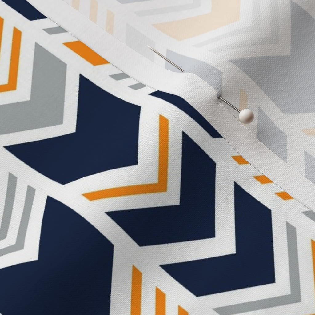 Spoonflower Fabric - Great Outdoors Chevron Navy Grey Orange Navy Arrows Boy Woodland Printed on Petal Signature Cotton Fabric Fat Quarter - Sewing Quilting Apparel Crafts Decor