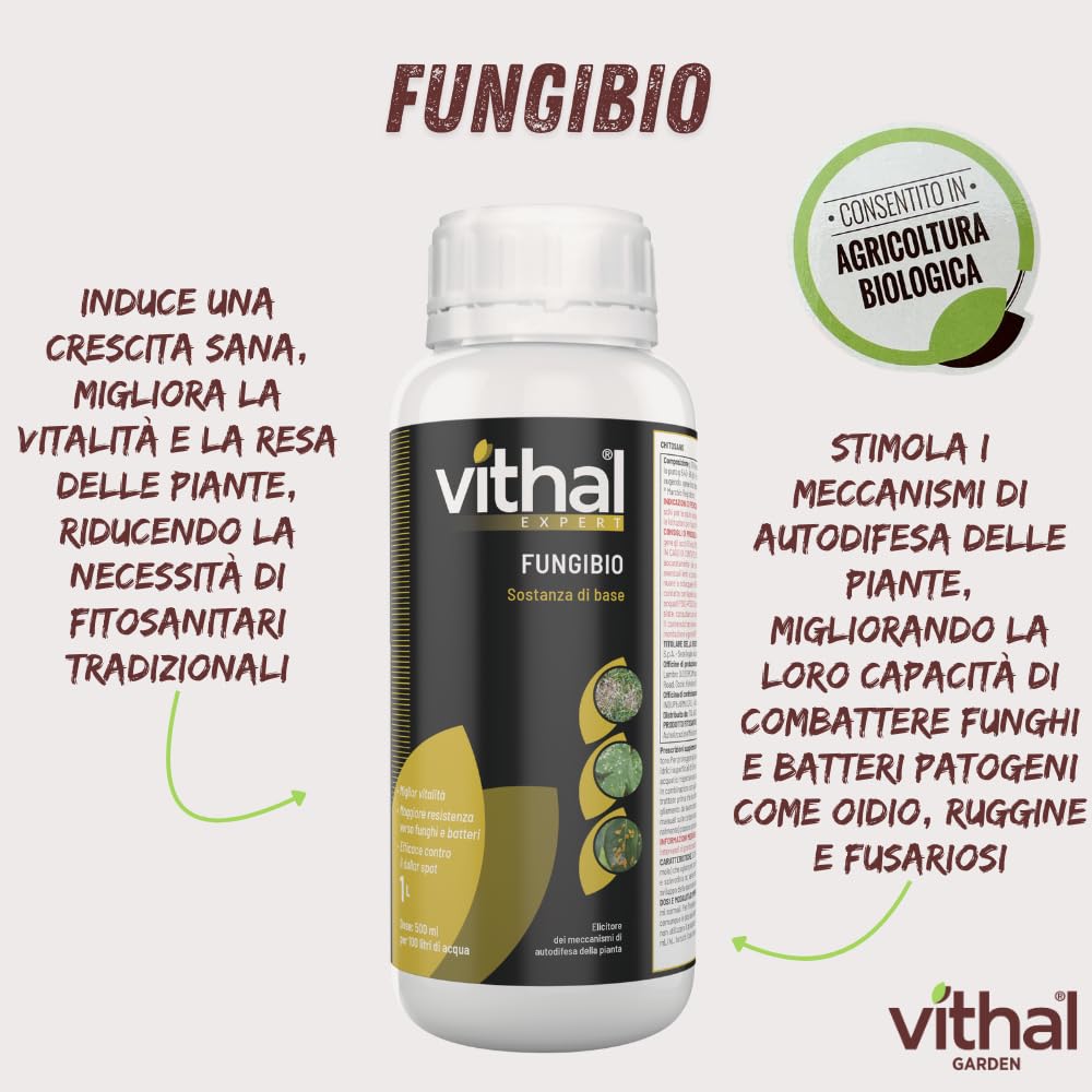 Vithal Expert Fungibio Fungicida Naturale per Tappeti Erbosi, Contro Oidio, Ruggine e Dollar Spot, Elicitorio 1 L