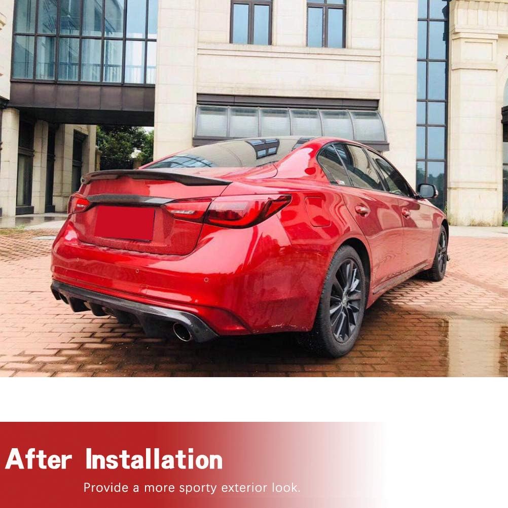 Carbon Fiber Rear Diffuser Fits for Infiniti Q50 Q50S Bumper Cover Lower Lip Spoiler Valance Protector Factory Outlet (2018-2019)