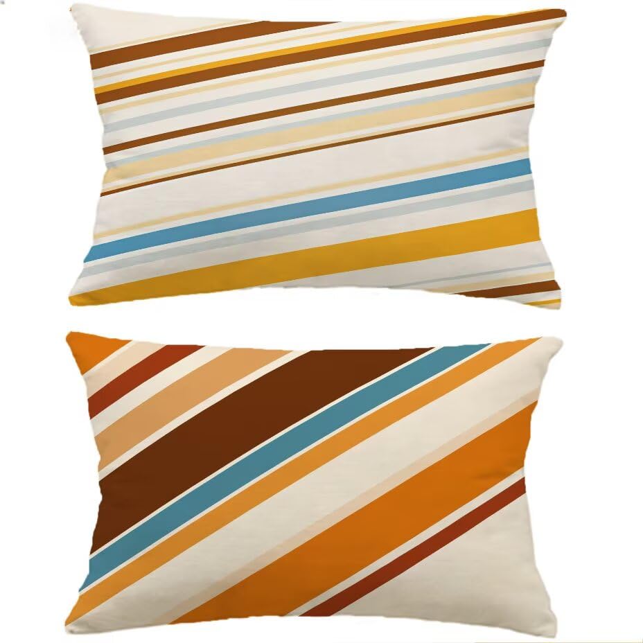 2 housses de coussin de jardin 40x70 cm étanches avec texture lin M-P1054