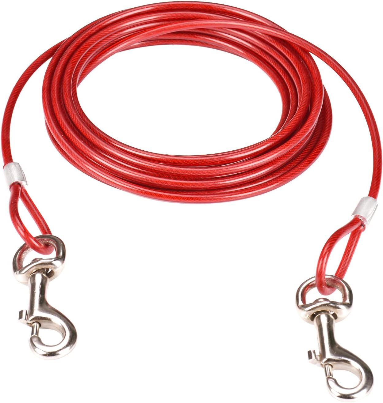Kabel do wiązania dla psa i palik na kemping na świeżym powietrzu i podwórka, idealny dla małych, średnich i dużych psów (3, czerwony)