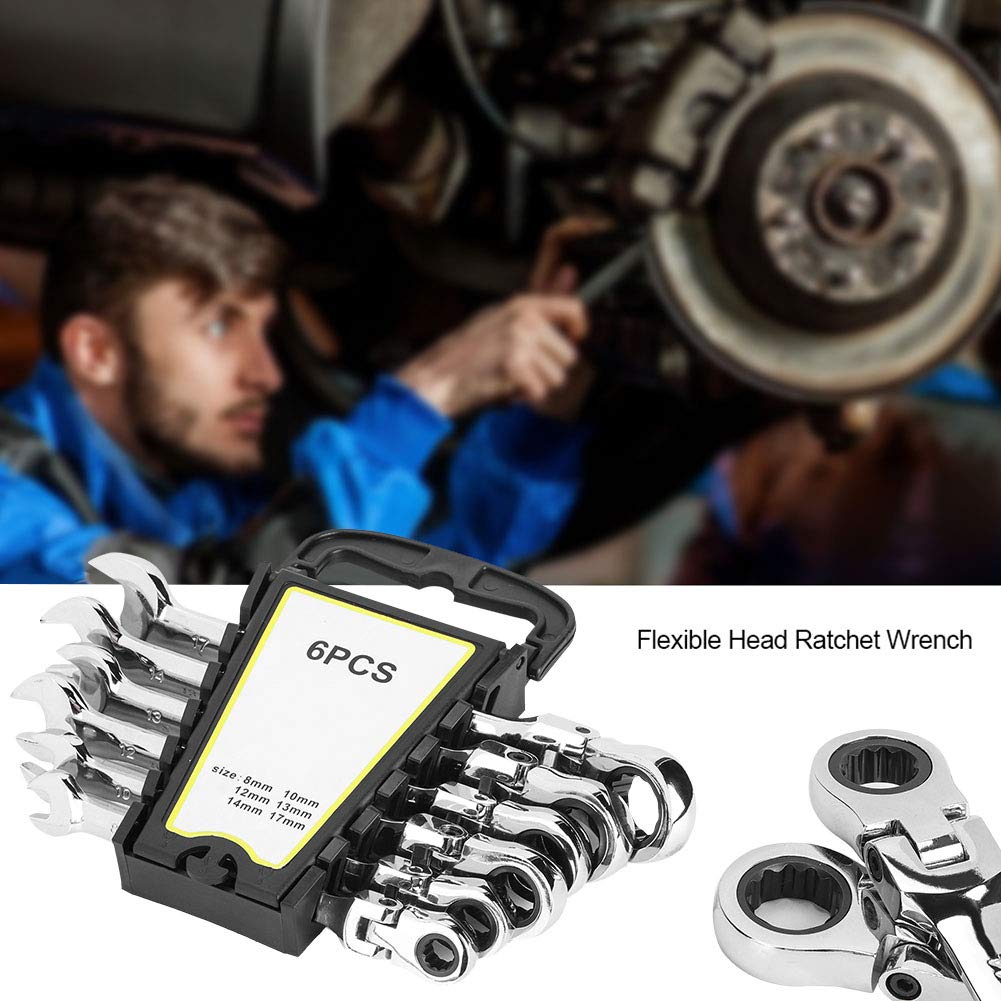 lyrlody 6Pcs Flexible Head Ratchet Wrench Set 8-17mm - Image 3