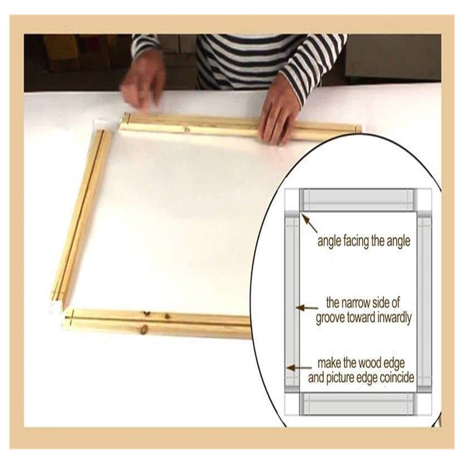 Cadre Photo Cadre en bois naturel for peinture sur toile, usine d'images, cadre Photo mural, d'affiche, bricolage(Width 125cm,Height 65)