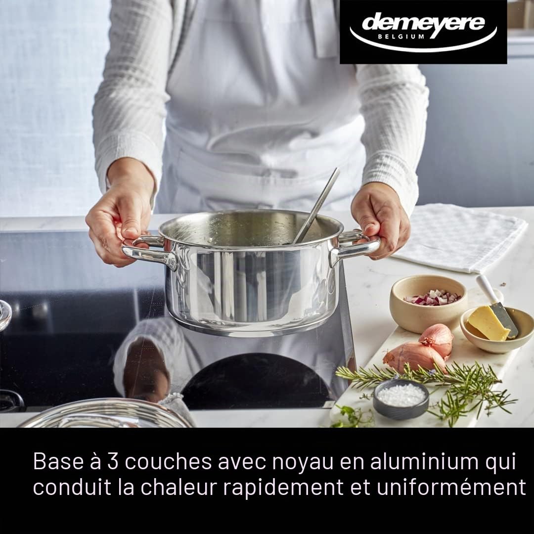 Batterie de cuisine Demeyere Classico 3 en inox - set de 5 casseroles avec couvercle, y compris poêlon - batterie de cuisine pour induction et toutes autres cuisinières - 10 ans de garantie