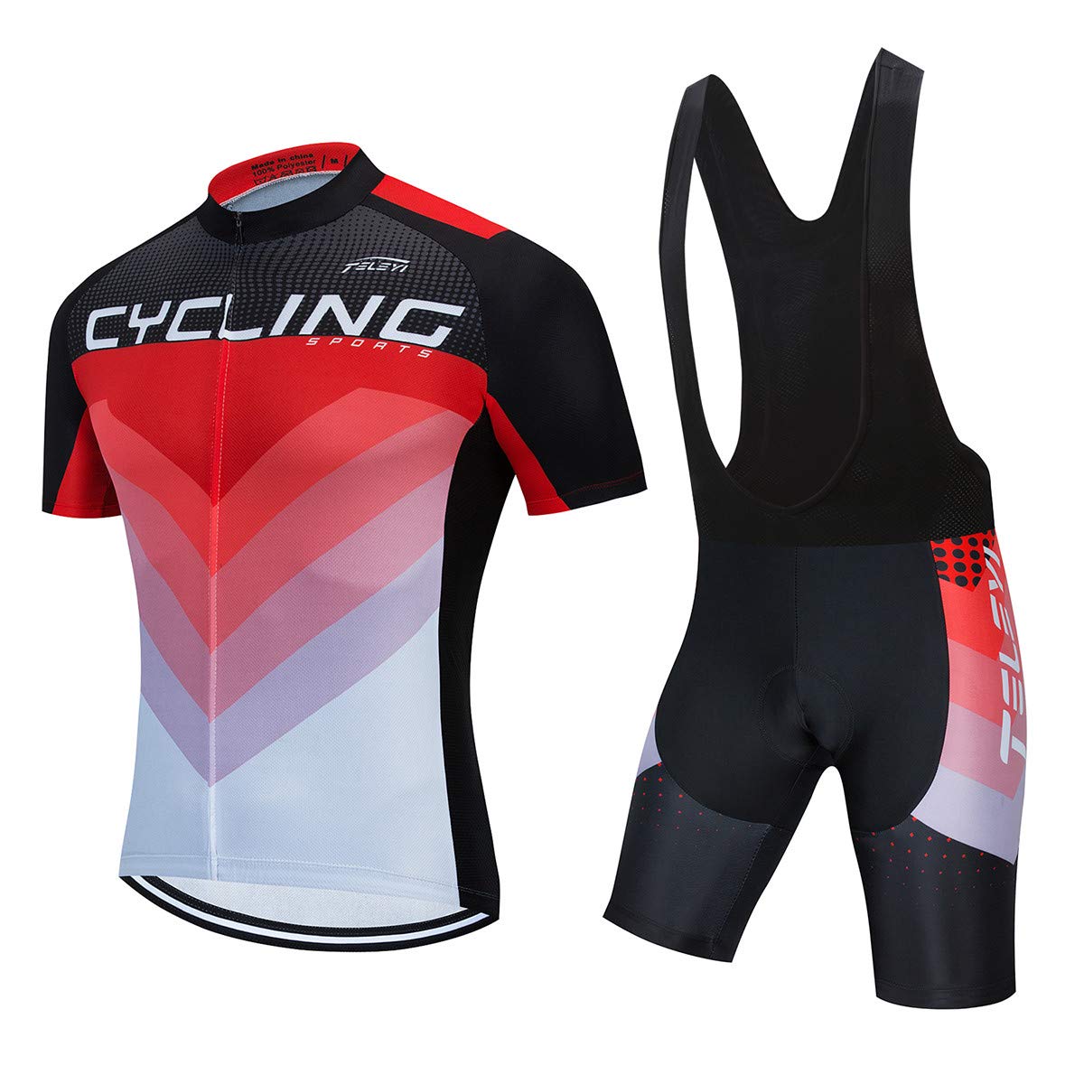 PSPORT Herren Radtrikot Set, Sommer Jungen Trägerhose Anzüge Mountainbike Radfahren Kleidung Set Radfahren Reiten Trikots Atmungsaktiv