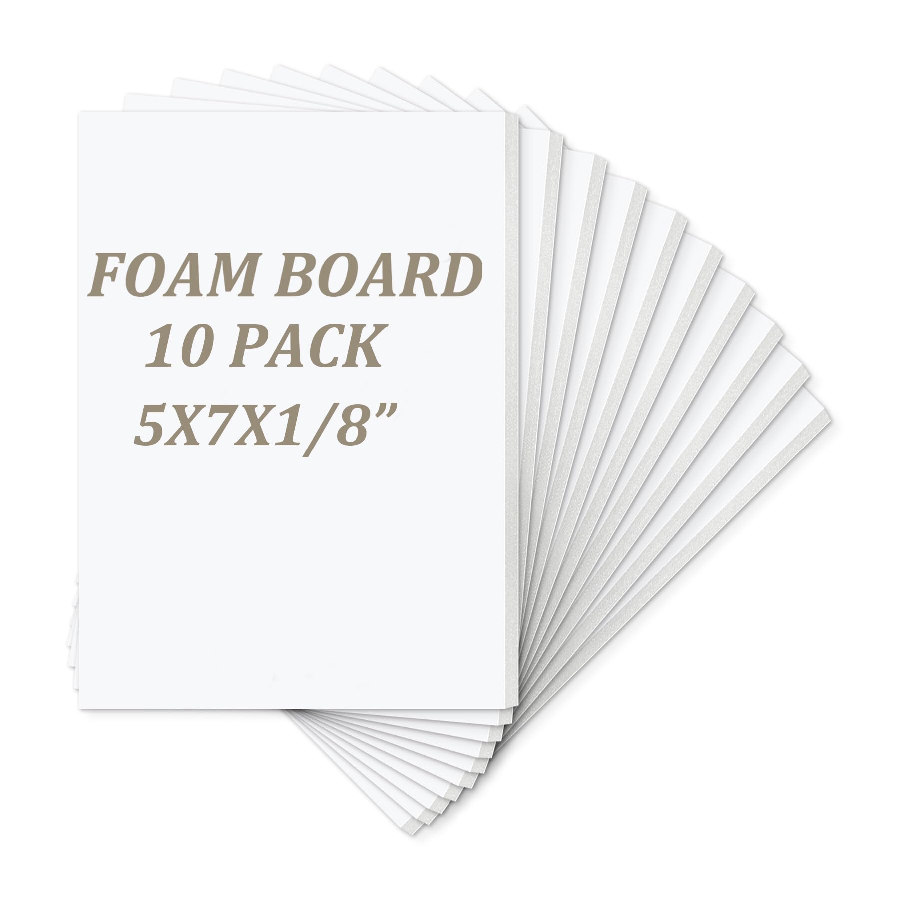 Mat Board Center, Pack of 10 Acid-Free Foam Boards, 5x7 inch White Foam Boards, 1/8" Thick