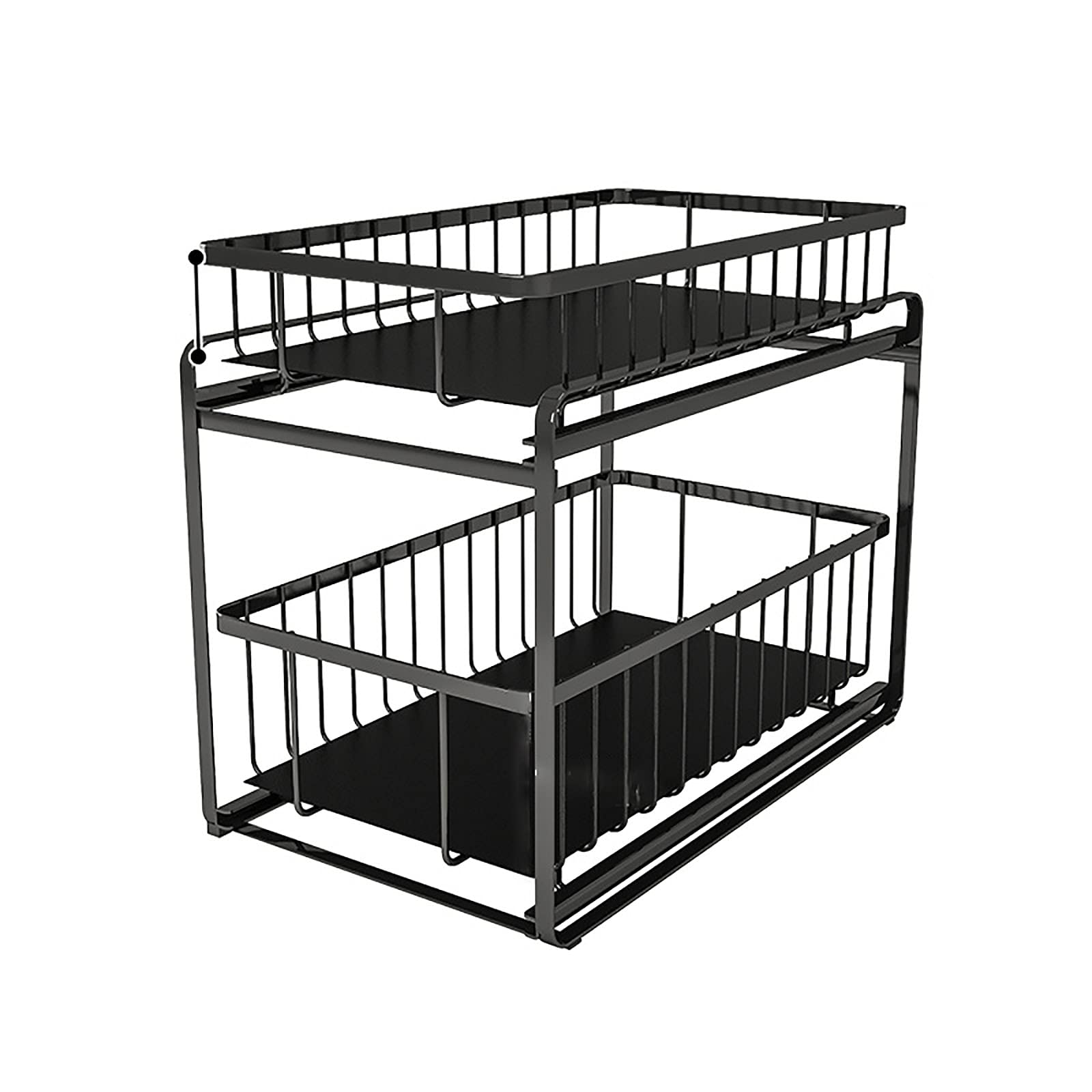 Armoire coulissante sous évier et étagère de rangement de cuisine avec panier tiroir noir