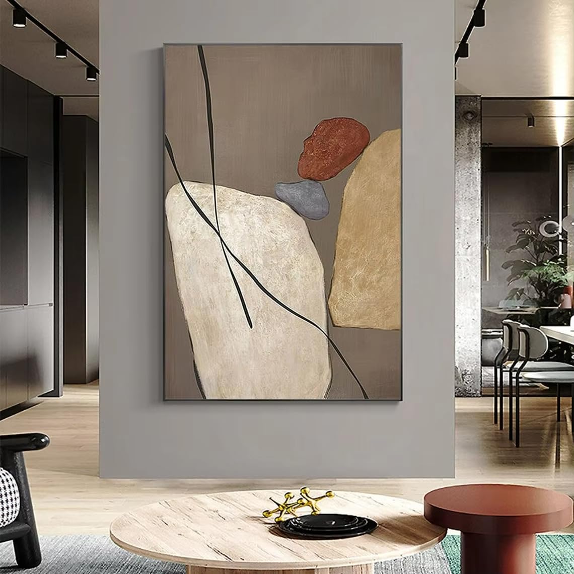 DFZEWKI Wall Art Black and White Abstract on Canvas Textured Wall Decor Modern Home Decor Livingroom Art(60x80cm(24x31in)/No frame)