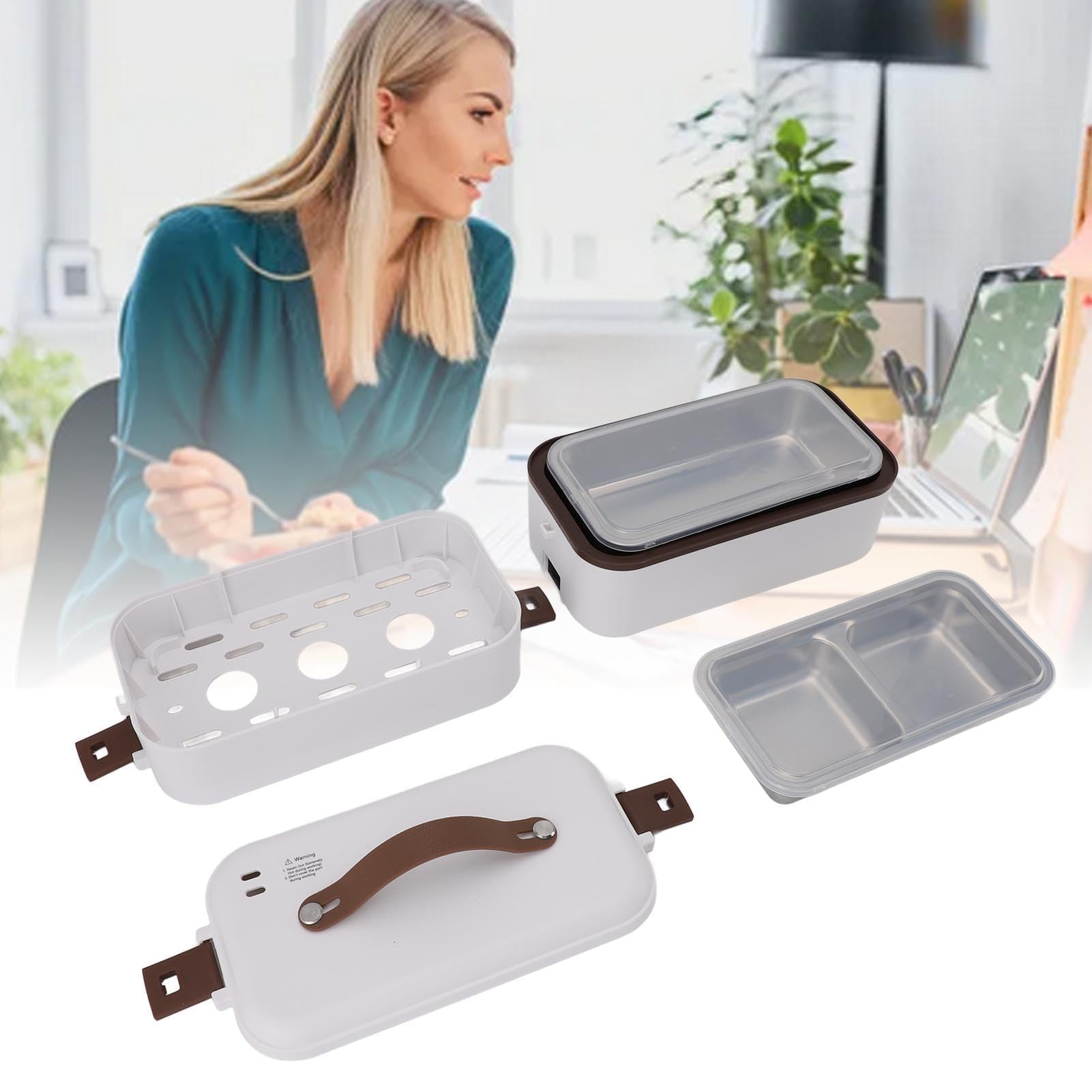 TOPINCN Contenitore termico elettrico portatile per alimenti, 300 W, riscaldamento rapido, in acciaio inox Platisc per uso alimentare, temperatura costante, per picnic, ufficio, auto, camion