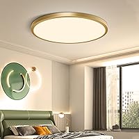 Vista 1 de 12 Inch Gold LED Ceiling Light, 3000K Warm White, 24W Gold Flush Mount Ceiling Light, 3200LM Round Low Profile Ceiling Lights for Bedroom, Living