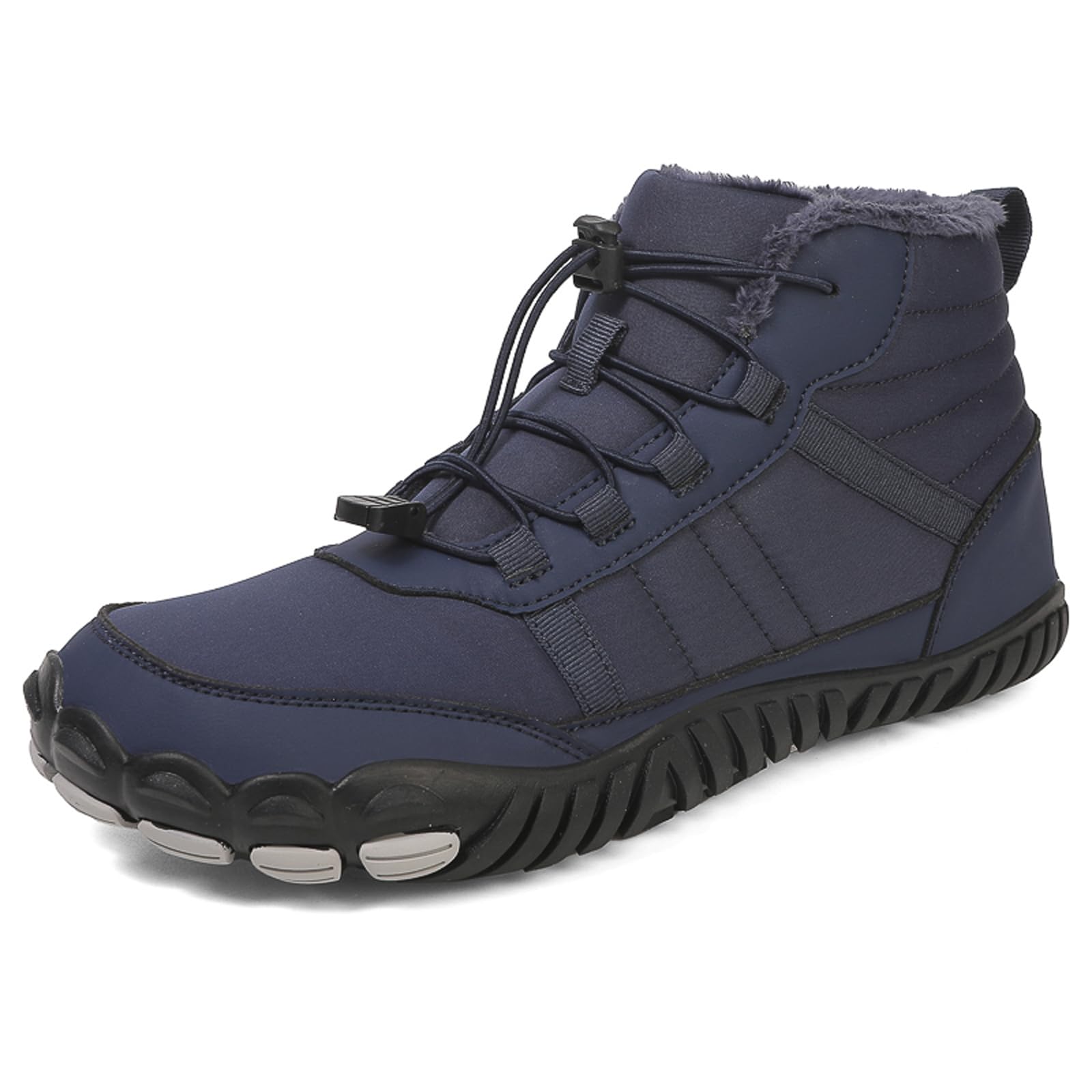 Men's and Women's Barefoot Hiking Boots | Zero Drop Winter Snow Boots with Wide Toe Box | Slip-On Waterproof Ankle Booties | Minimalist Five-Finger Sneakers for Outdoor Hiking and Walking