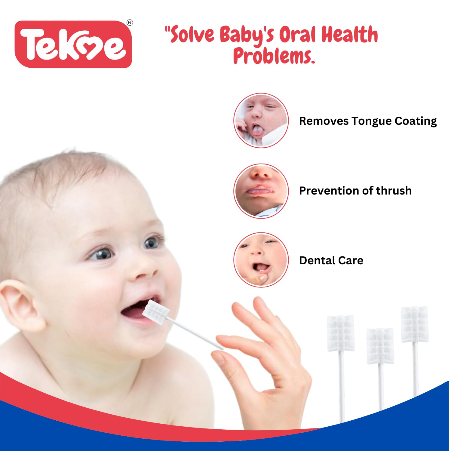 Tekme 20pcs Baby Oral Cleaner for New Born, Baby Tongue Cleaner for 0-6months, Baby Mouth Cleaner, Baby Oral Cleaner, Disposable Mouth Swabs for 0-36 Months 3
