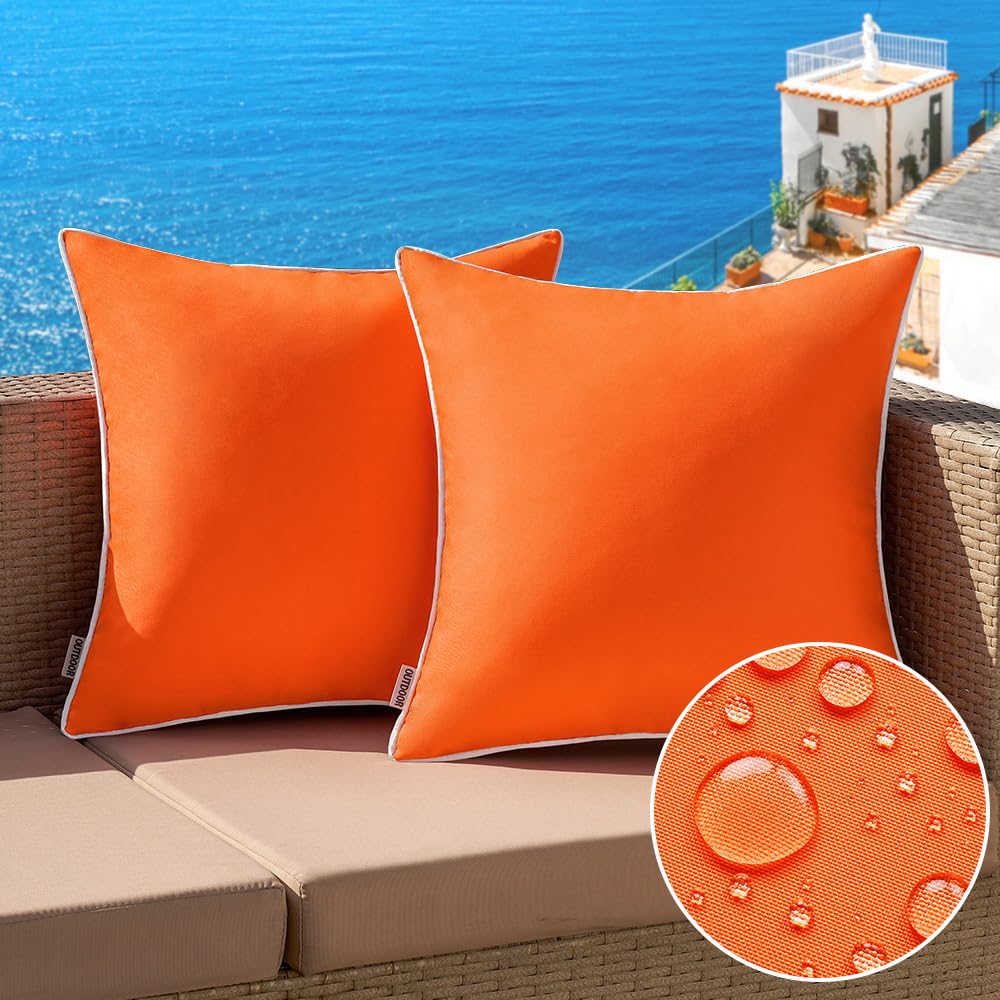 MIULEE Pack of 2 Outdoor Waterproof Pillow Covers Decorative Farmhouse Throw Pillow Covers Square Solid Color Couch Pillow Covers for Patio Tent Bed
