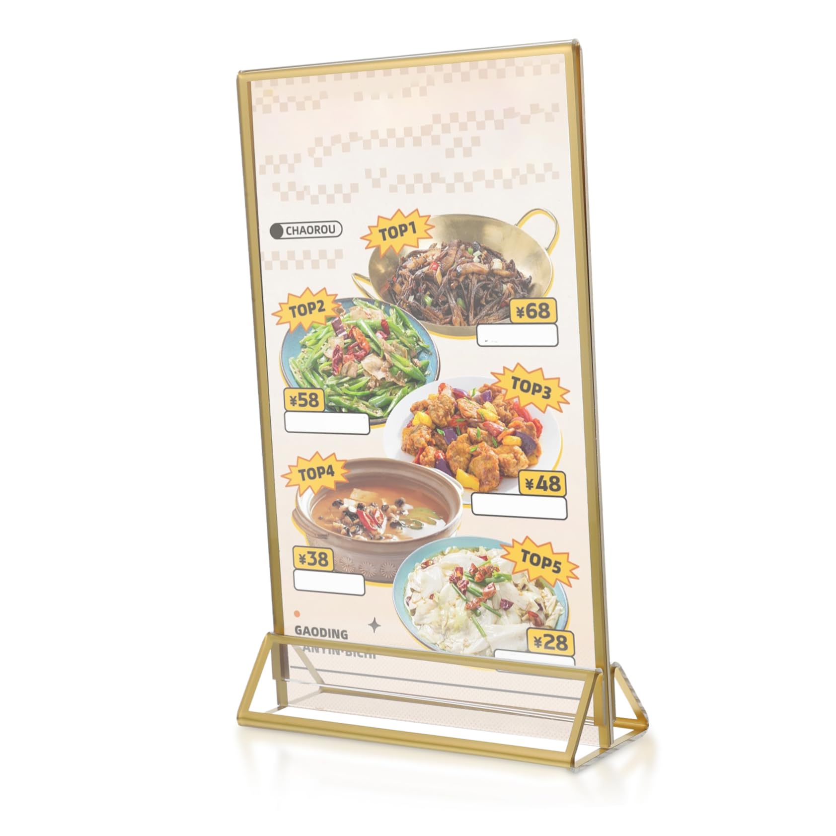 6pcs Porte-affiche de Menu en Acrylique Or Base Antidérapante, Support Double Face Pratique pour Supermarchés et Centres Commerciaux