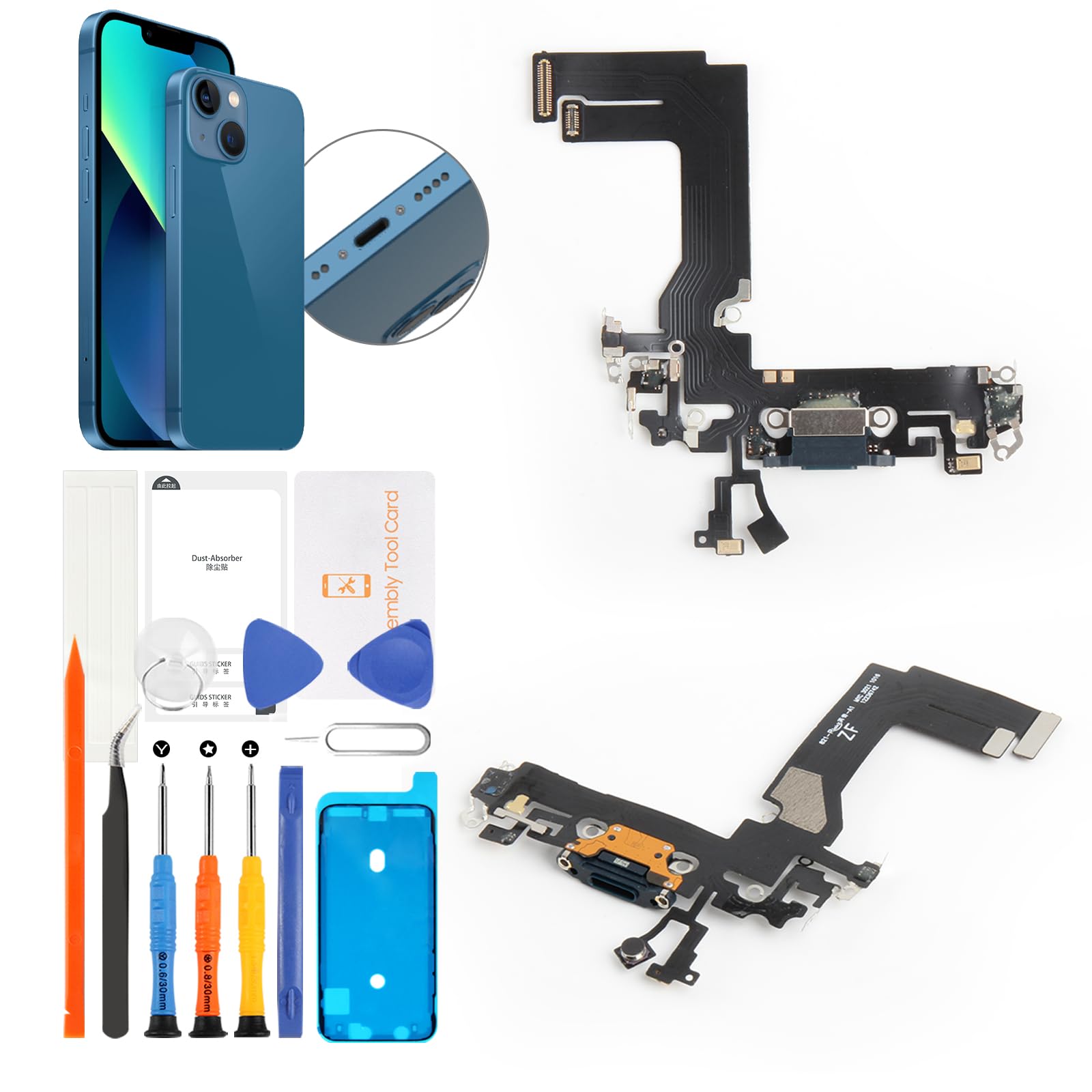 Nappe de charge pour iPhone 13 Mini avec micro et joint étanche A2628 - 8