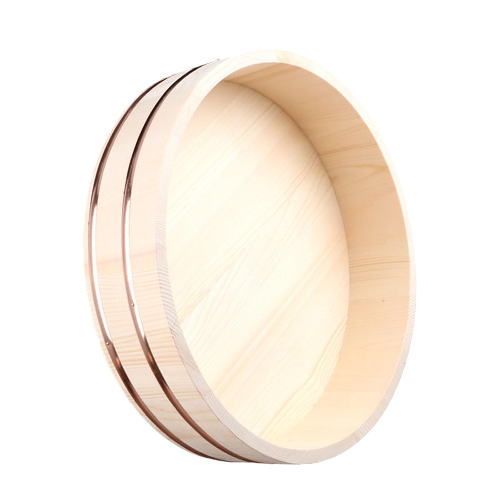 AIZYRLYR Wooden Sushi Rice Bowl, Sushi Oke Rice Mixing Tub Sushi Rice Stirring Tray with Copper Band Rice Bucket for Restaurant Kitchen,60cm