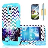 Galaxy S4 Case, Tradekmk(TM) Latest Fashion Hot Sale Hybrid Three-in-one Durable Bumper Hard Soft Combo Back Case Cover Protector[Anchor+Waves+Starry Sky] Compatible with Samsung Galaxy S4 i9500[+Stylus+Screen Protector+Cleaning Cloth]-(Blue)