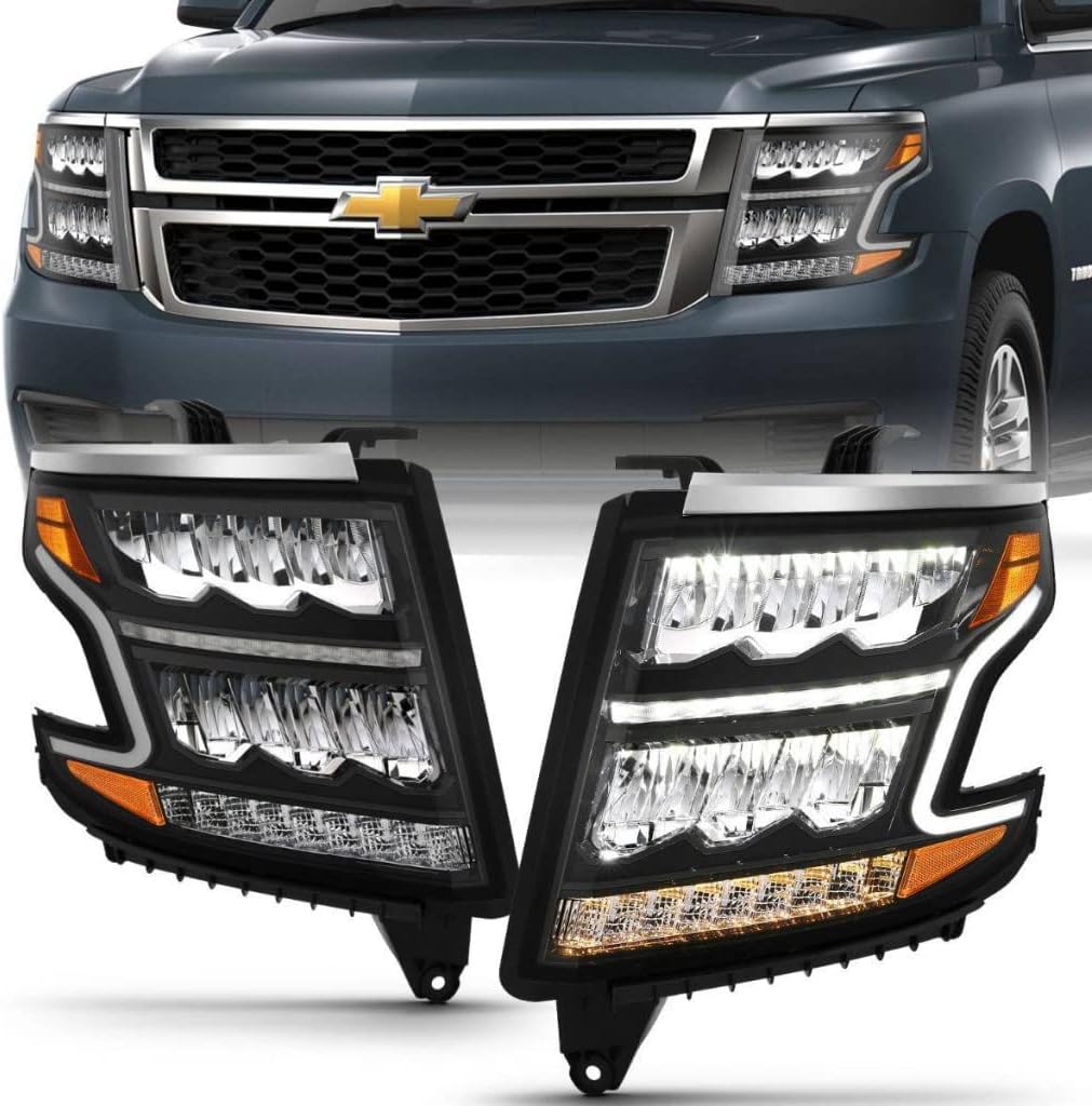 KarParts360 ANZO For Chevy Tahoe 2015-2020 Headlights LED Light Bar Style Black | 111478