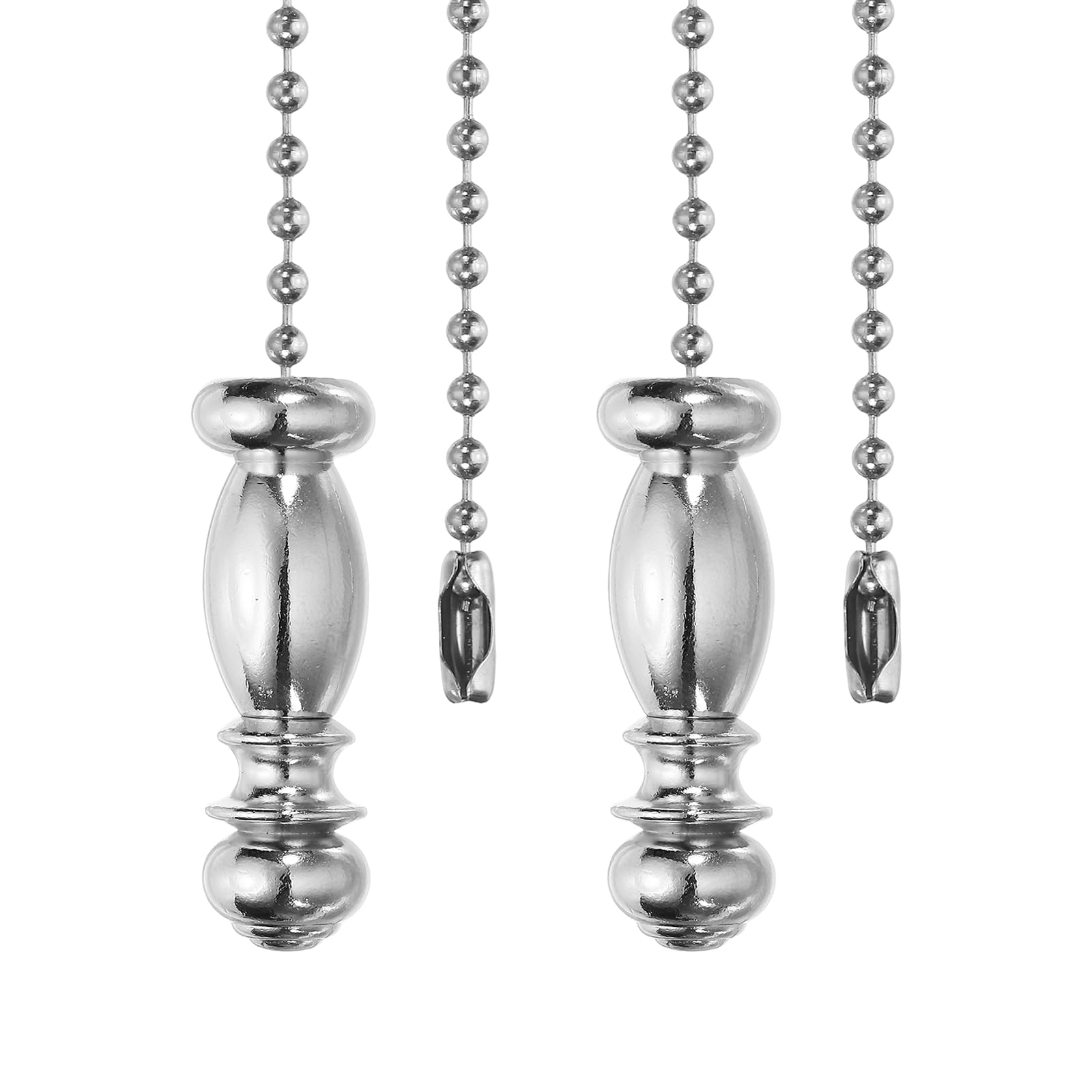 PATIKIL 2Pcs Ceiling Fan Pull Chain, 13.5" Alloy Lamp Chains Extender with Vintage Pendant, Lighting Decorative Extension Ornament for Fan Light Chandelier Pulling Switch, Steel Color