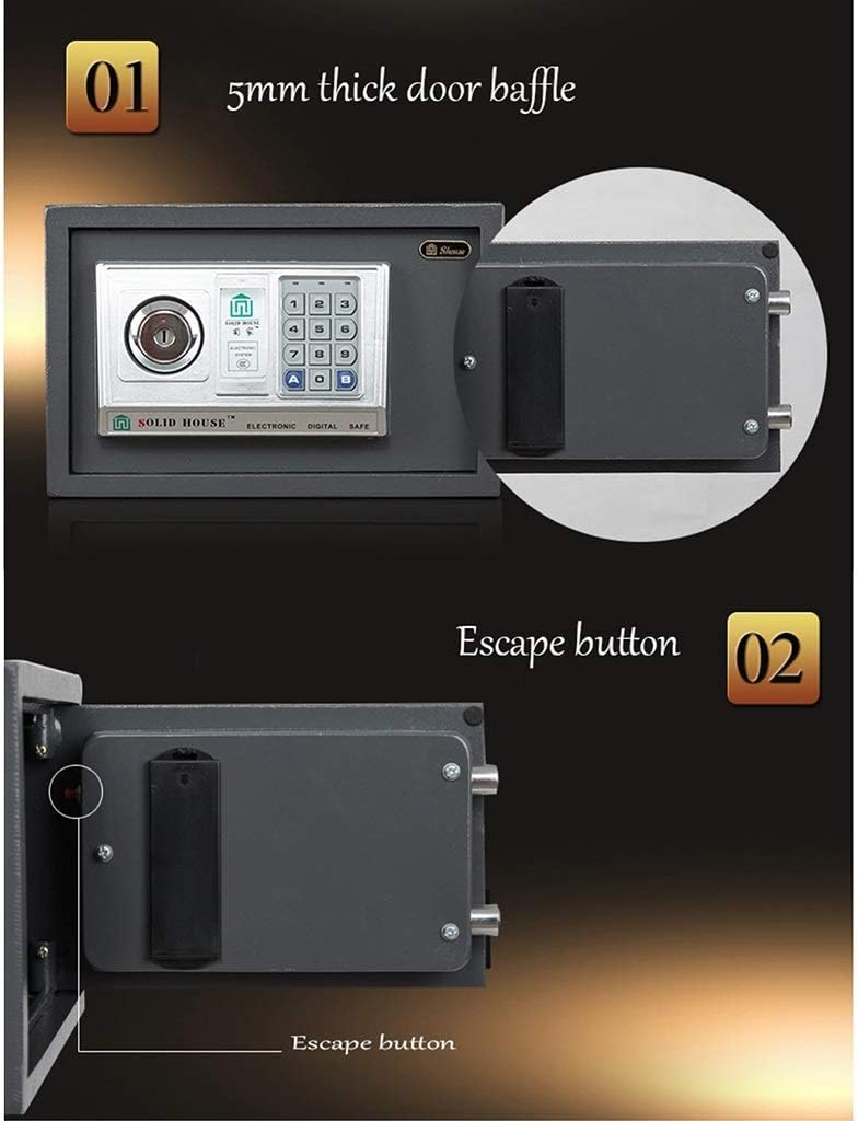 Mounted Security Box Steel Electronic Home Office Cabinet Safe for Cash Keys Passports Valuables Wall Safes
