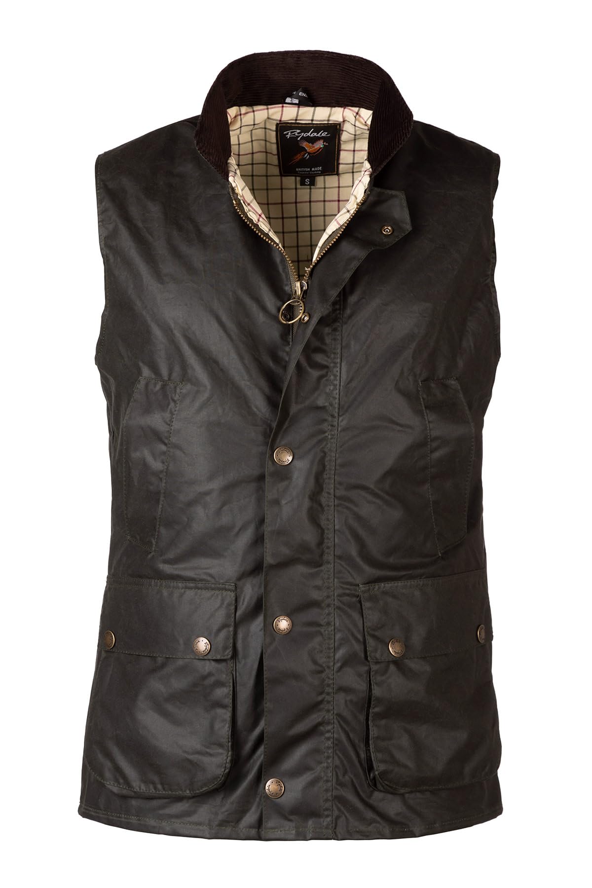 Rydale Men's Wax Waistcoat Waxed Cotton Lined Gilet Sleeveless Jacket 3 Colours (UK, Alpha, M, Regular, Regular, Olive)