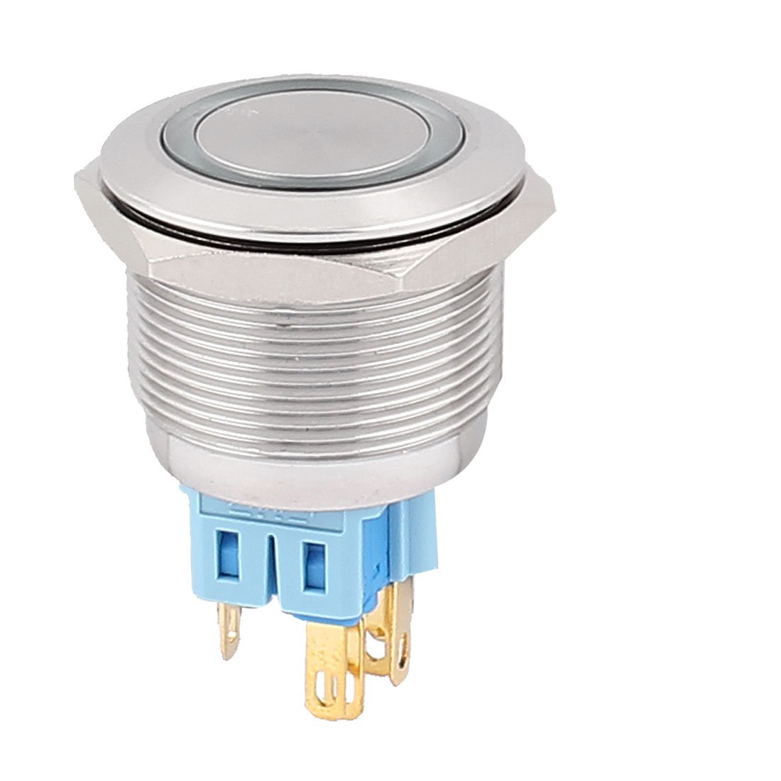 Aexit 24V 25mm Wall Switches Dia Green LED Angle Eyes Momentary Metal Switches Pushbutton Switch