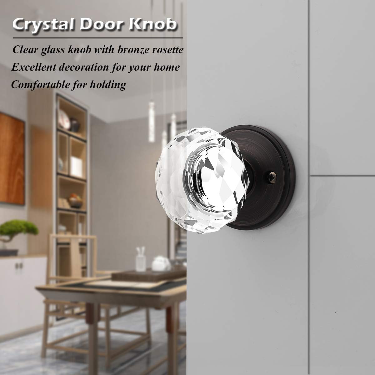 Bеѕt Prоmо GOBEKOR 3 Pack Keyless Diamond Passage Door Knobs, Crystal Glass Door Handles Locks for Closet Hallway,Flat Ball Shape,Oil Rubbed Bronze Finish