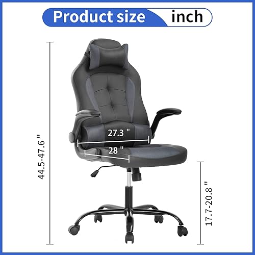 Miniatura 9 de Silla ergonómica para juegos de PC, silla de computadora ajustable, silla giratoria de videojuegos, silla de carreras con soporte lumbar y