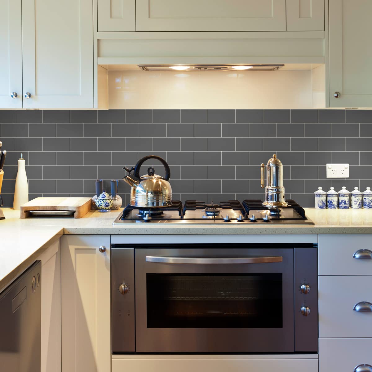 30 Tile Stickers Height 10 x Length 20 cm Underground Tile Stickers 50 x 120 cm Grey, Dark Grey, 50x120cm - Image 2