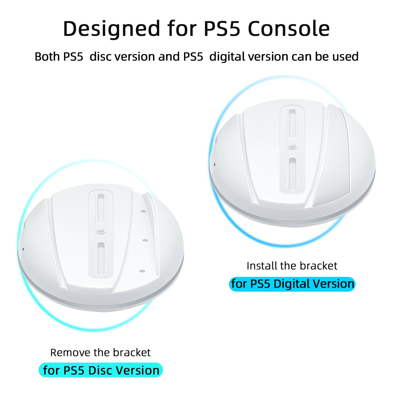 Mcbazel PS5 Support Vertical RVB avec Ports de Charge USB 2.0 Compatible avec Les Consoles PS5 UHD et Digital Edition - Blanc (ne Convient Pas pour PS5 Slim)