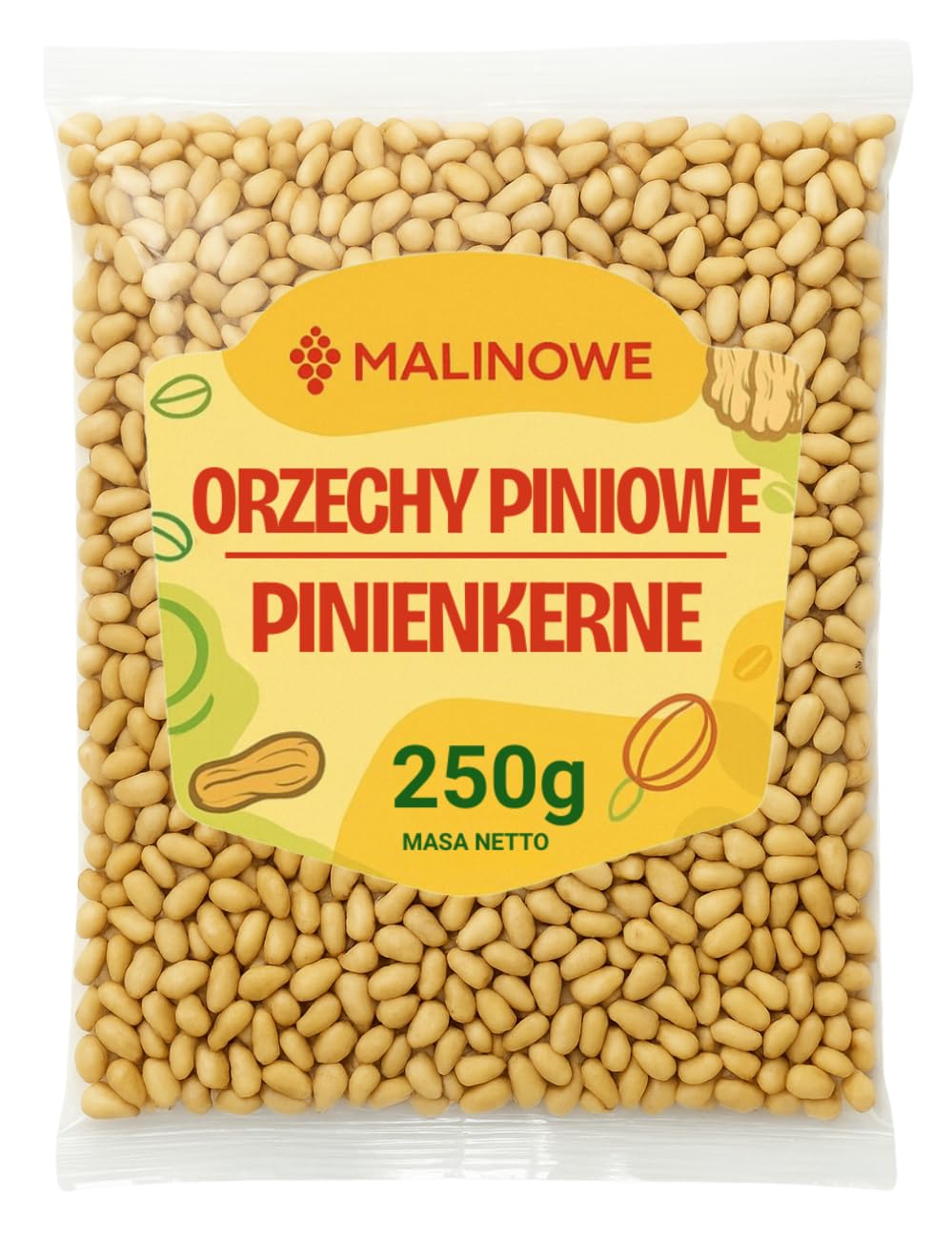 Malinowe ORZECHY PINIOWE 250g Pini Naturalne Wysoka Jakość