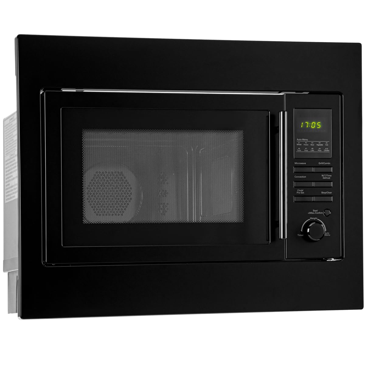 Bomann Einbaumikrowelle mit Grill und Heißluft | 60cm | 900W Mikrowelle | 1100W Grill | 2500W Heißluft | inkl. Grillrost und Drehteller | 25L Einbau Mikrowellengerät | MWG 2216 H EB schwarz