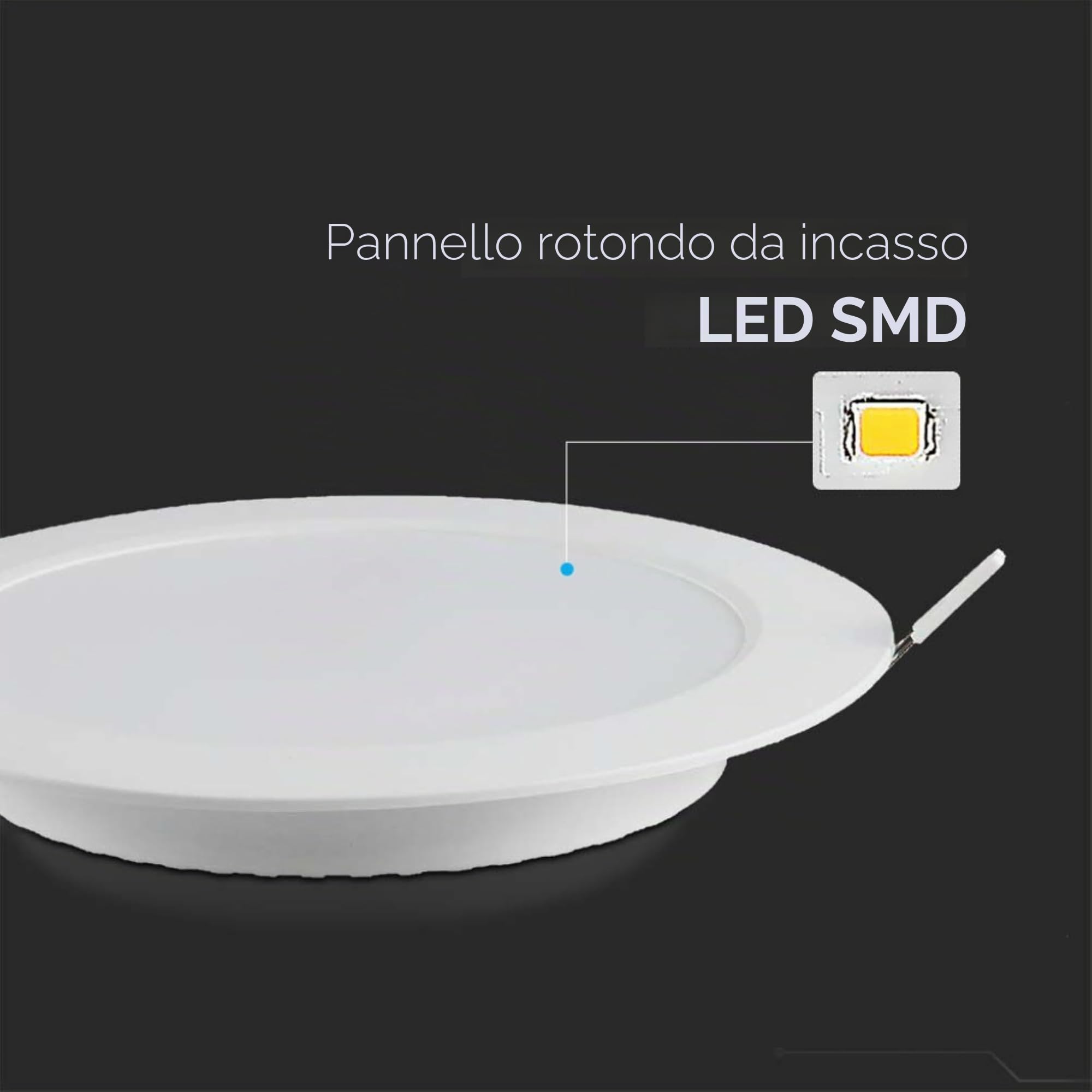 V-TAC 8x Faretti LED da Incasso Rotondo 6W - PRO SERIES - Diametro 120 mm - 660 Lumen - IP20 - per Soffitto, Casa, Cartongesso - Mini Pannello - Lampada - Foro 107-112mm - Luce Fredda 6500K