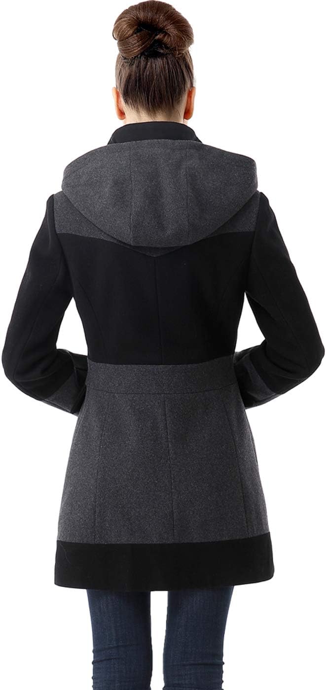 BGSD Women Marwa Wool Blend Hooded Color Block Walking Coat (Also available in Plus Size)