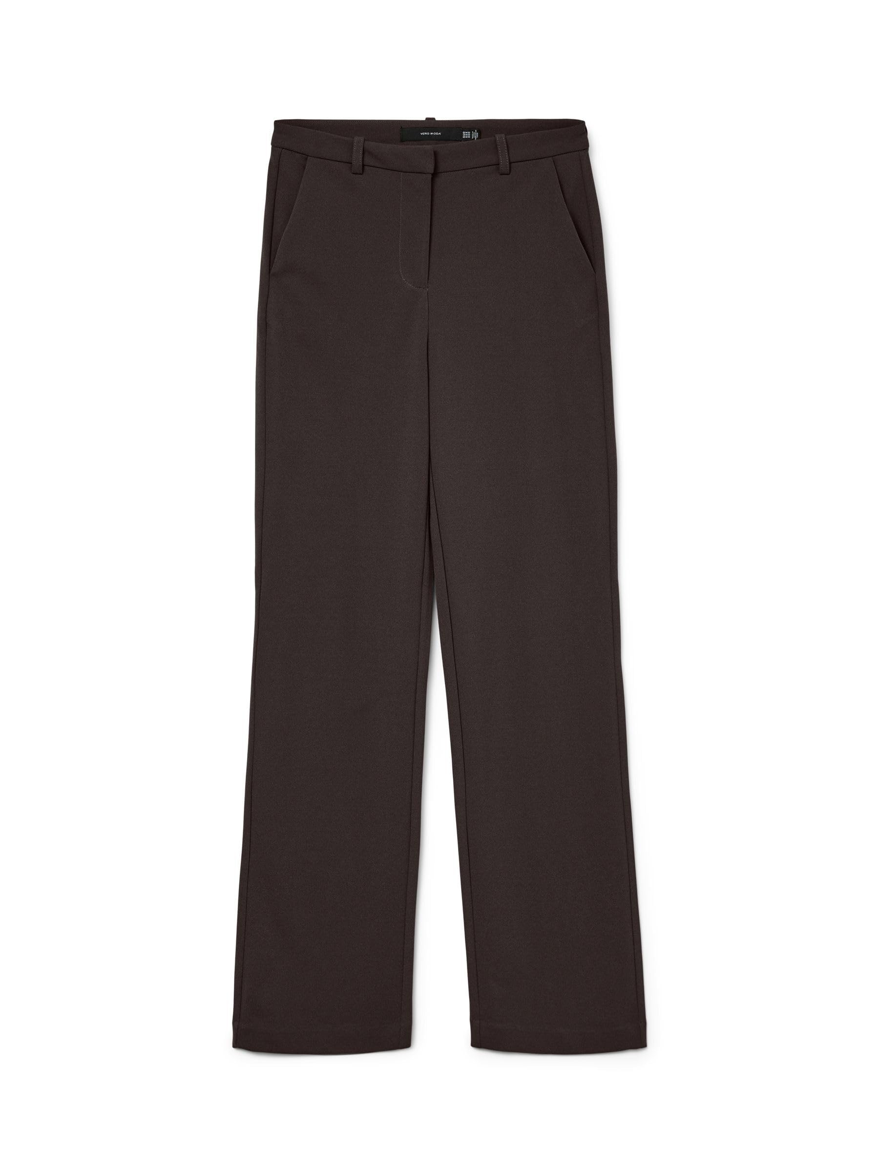 VERO MODA Women's Vmzamira Mw Straight Trousers Ga Noos Fabric Trousers, Chocolate Cake, M / 30L