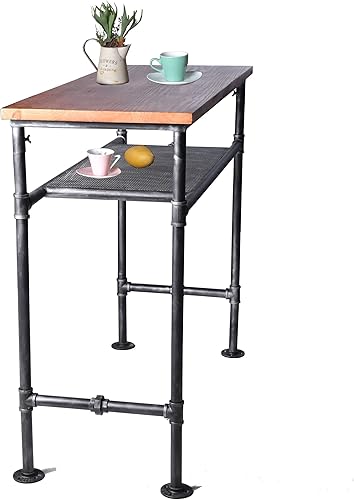 Diwhy Mesa de bar rectangular industrial rústica de madera de pino maciza de 157 pulgadas altura de barra de cocina comedor con estante adicional