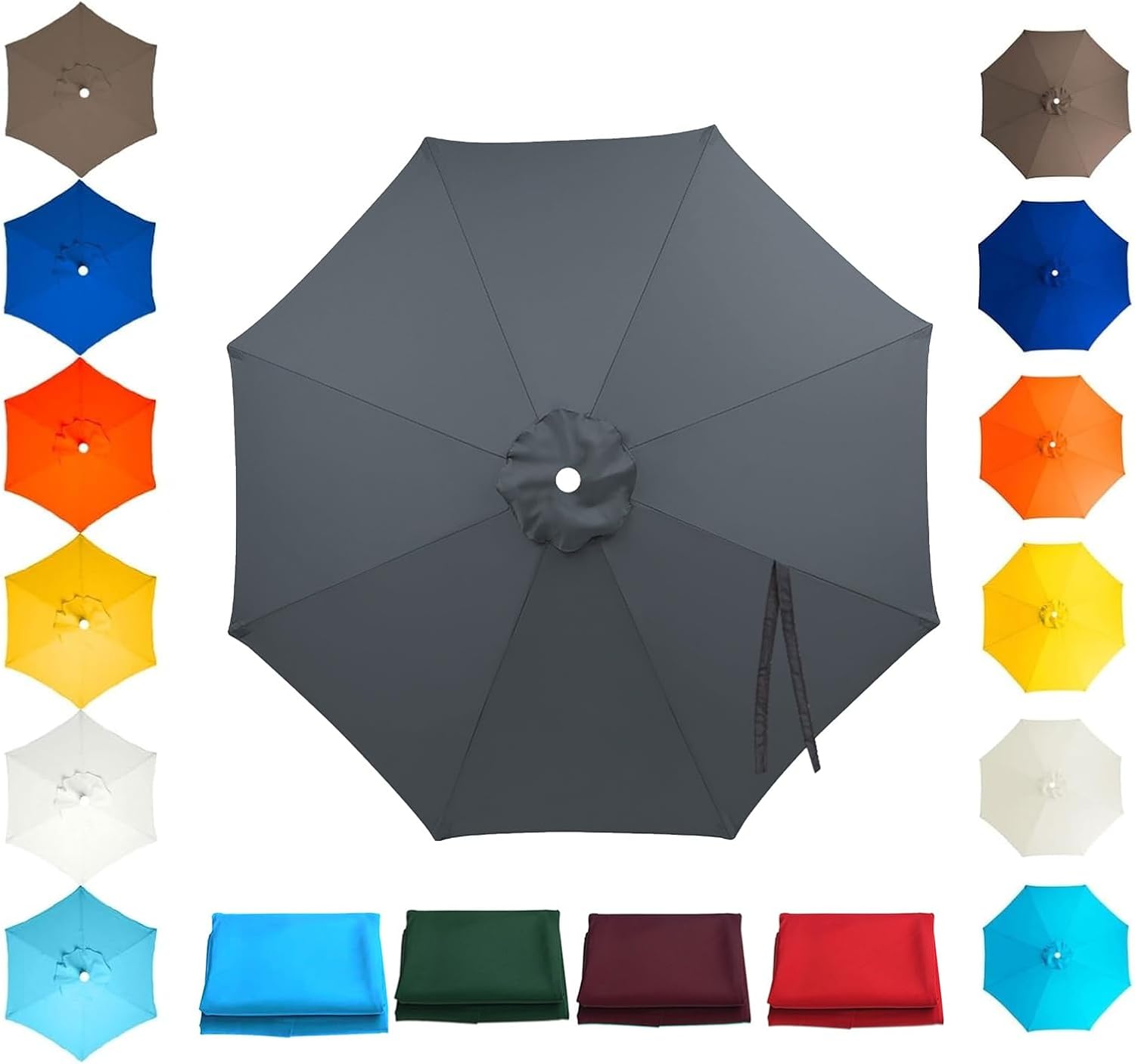 Replacement Canopy for Patio Umbrella 6.6ft 7.5ft 8ft 9ft 6/8 Ribs, Washable Waterproof Outdoor Market Umbrella Fabric Top, UV Block Shade Cover for Porch Backyard