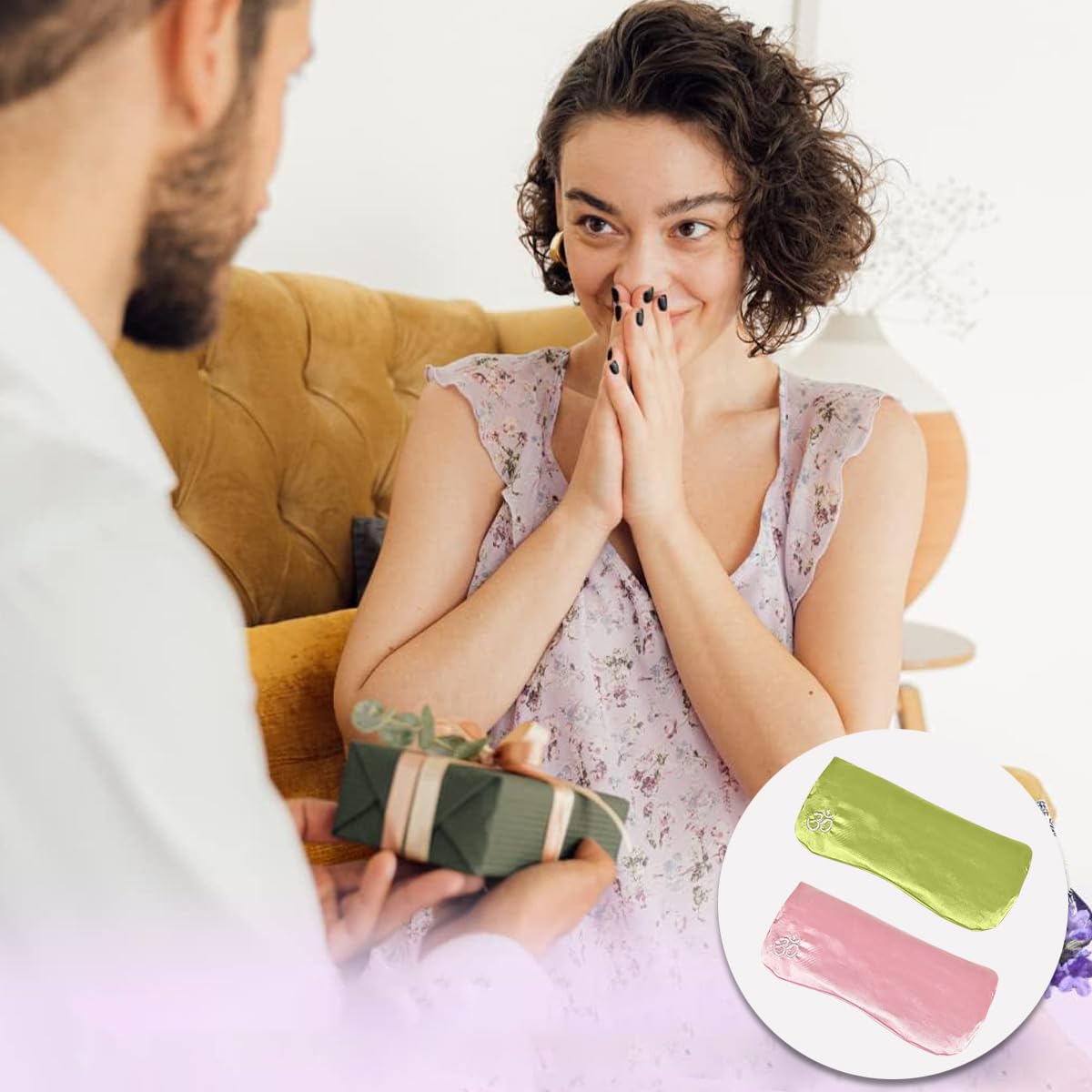 Coussin pour les yeux en soie de luxe avec lavande pour la relaxation, masque lesté pour l'aromathérapie, le yoga et la méditation, pour femmes et hommes, rose