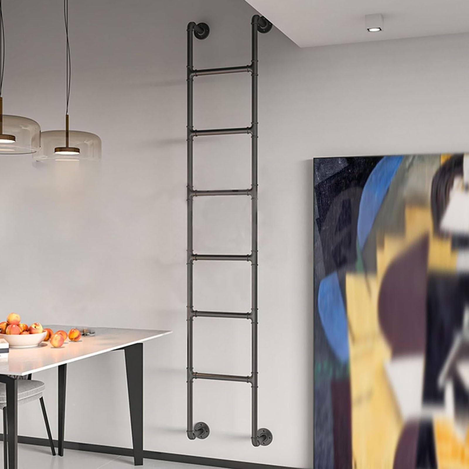 Wall Fixed Ladder, Wall Mounted Egress Ladder, Heavy Duty Metal, Loft, Camper, RV, Bed, Deck, 100-240cm(110cm/43in)
