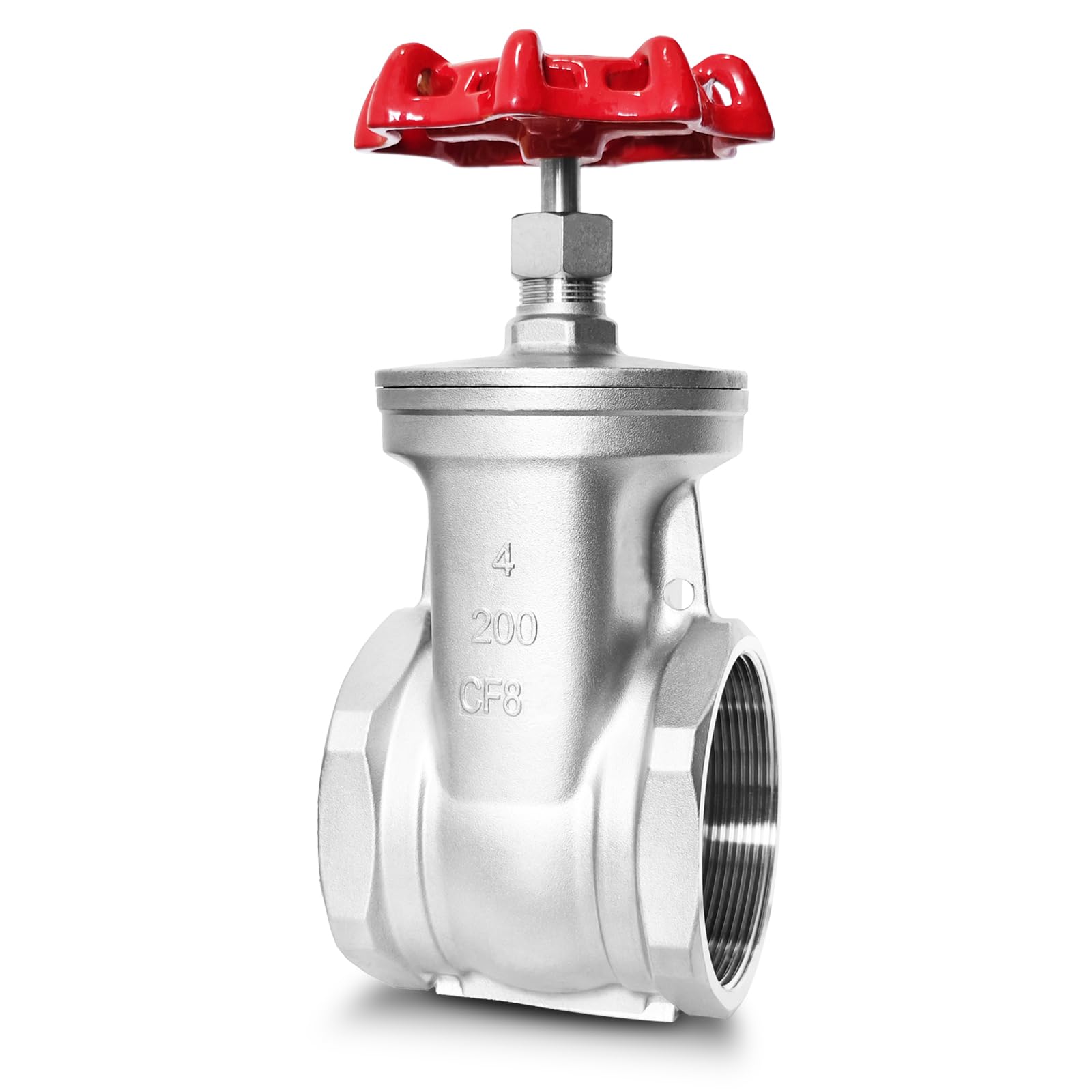 Válvula de compuerta de acero inoxidable NPT de 4 pulgadas, válvula giratoria de rosca hembra x hembra resistente, válvula giratoria manual con mango de rueda 200WOG para agua, aceite y gas (4