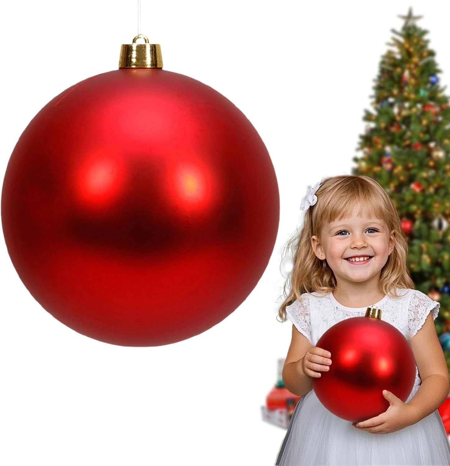 5 inch large christmas balls for tree decoration, oversized christmas ball ornaments shatterproof plating, hanging plastic balls for xmas lawn yard garden party indoor and outdoor red medium (5\"x5\") assorted ornaments