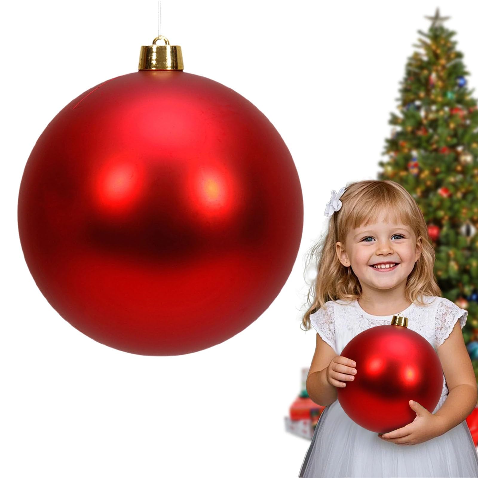 25cm Christbaumkugeln Kunststoff, Weihnachtsdeko mit Aufhänger Christmas Ornaments,Weihnachtsbaumschmuck Christbaumschmuck,Weihnachtskugeln Rot für Festival Traditionelles Weihnachtsdeko Outdoor