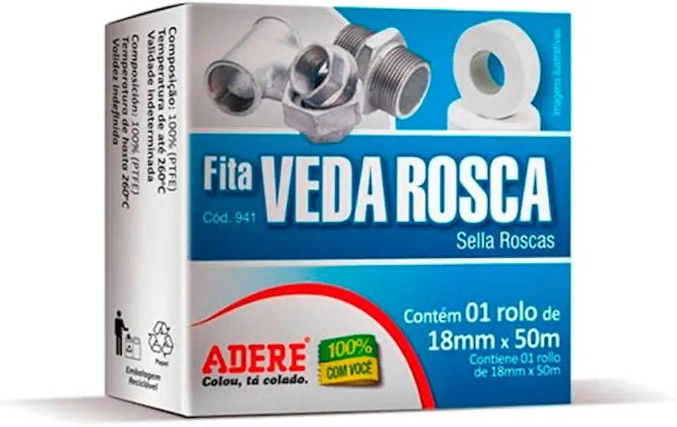 Fita Veda Rosca Branca Adere 941S 18mmx50m
