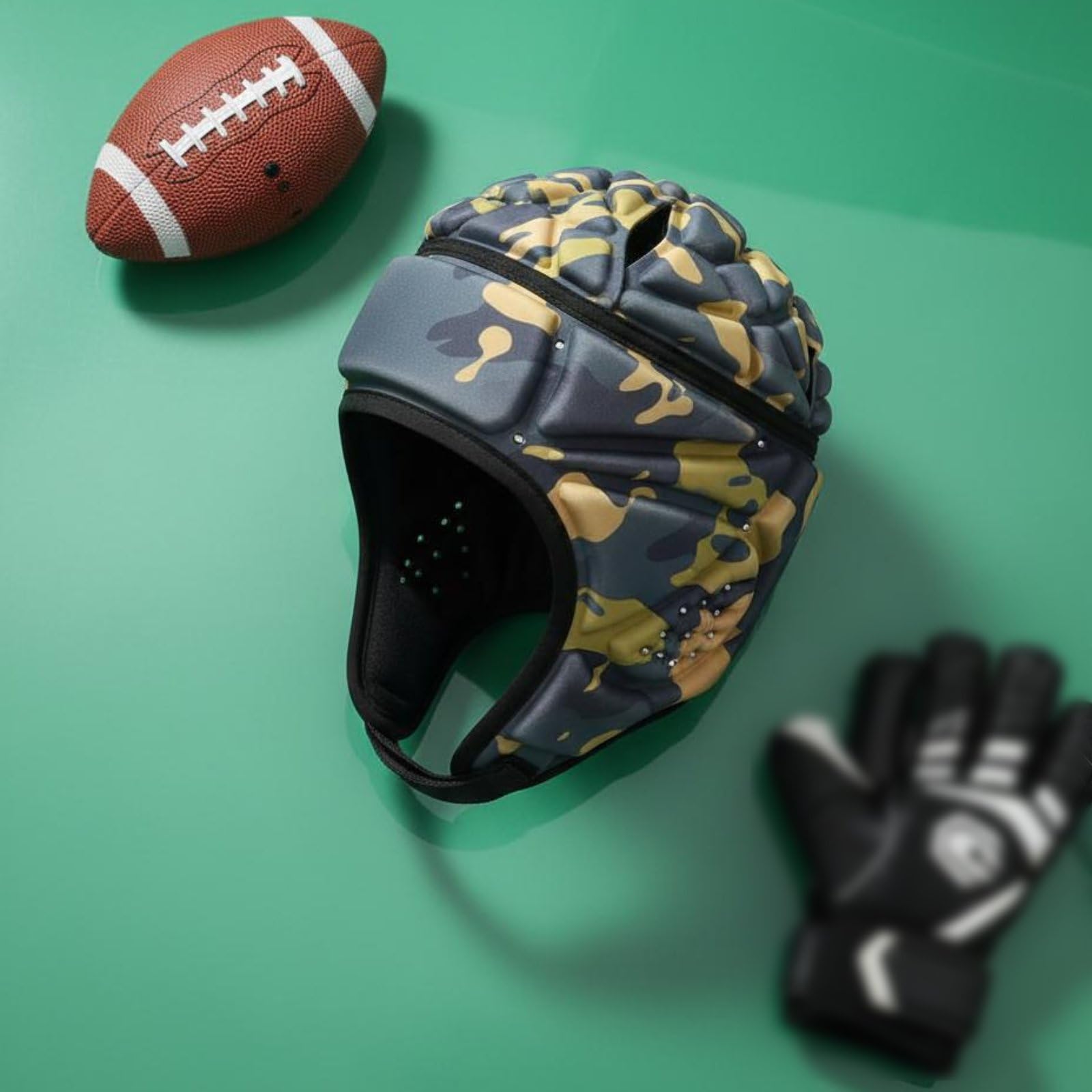 predolo Casco Morbido da Football, Vestibilità Regolabile, Casco Imbottito Antiurto Leggero, Caschetto da Rugby per Portieri