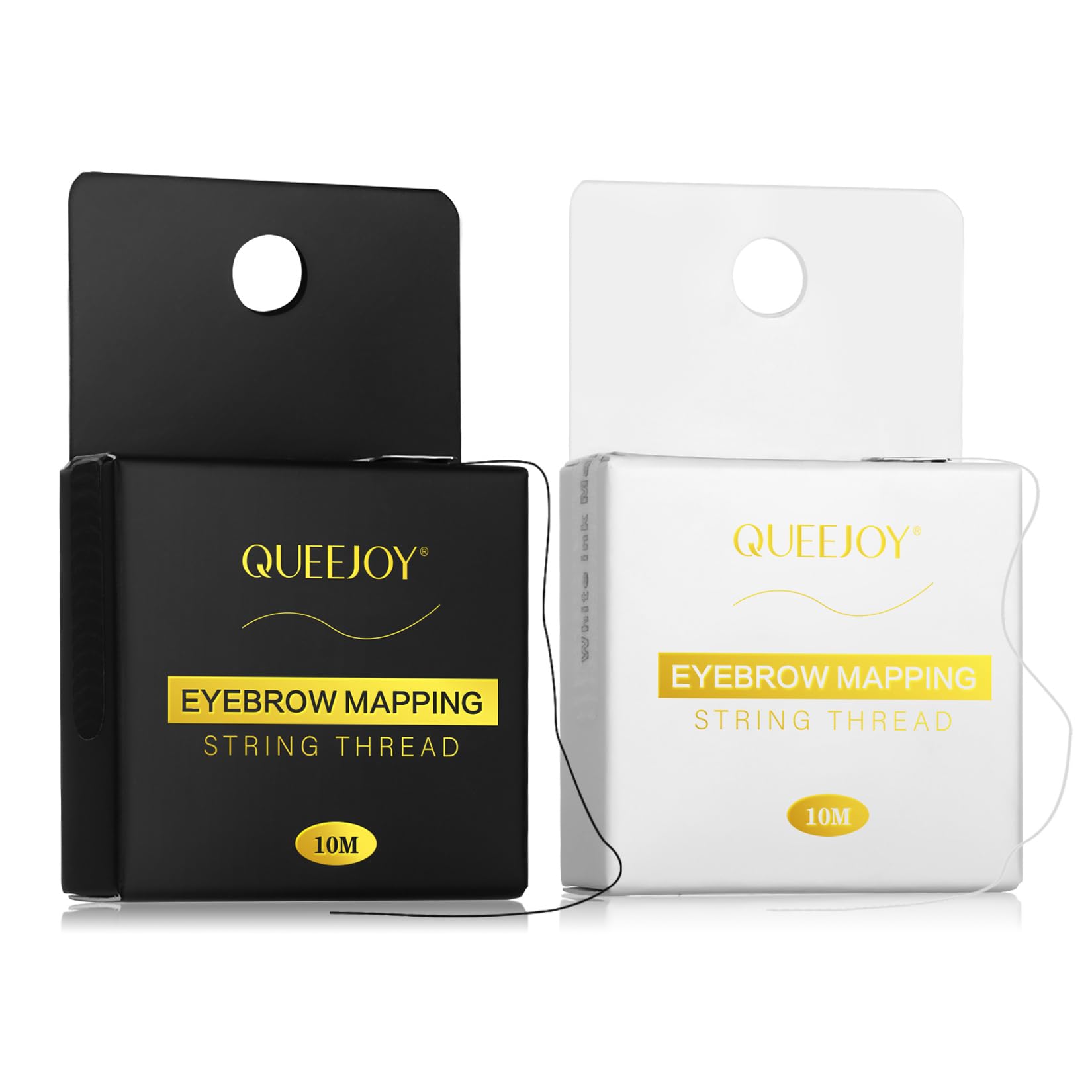 Black and White Eyebrow Mapping String, 2-Pack Pre-Inked Thread